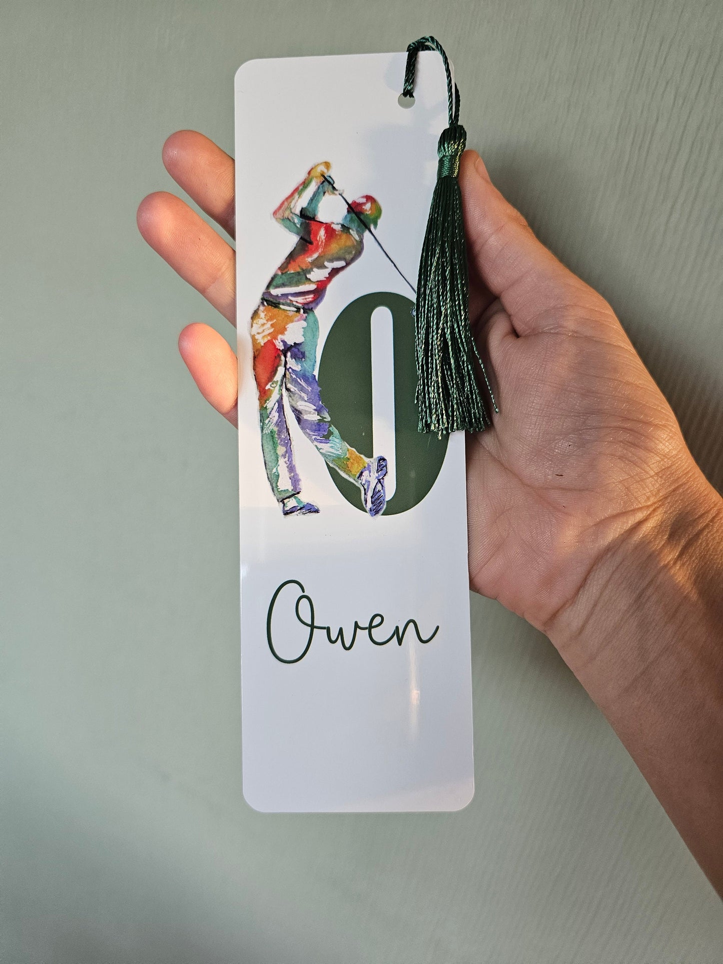 Personalised Golfer Bookmark, Personalised Bookmark, Male Letterbox Gifts, Gift For Dad, Golf Lover Gift, Golf Book Marker, Watercolour Golf