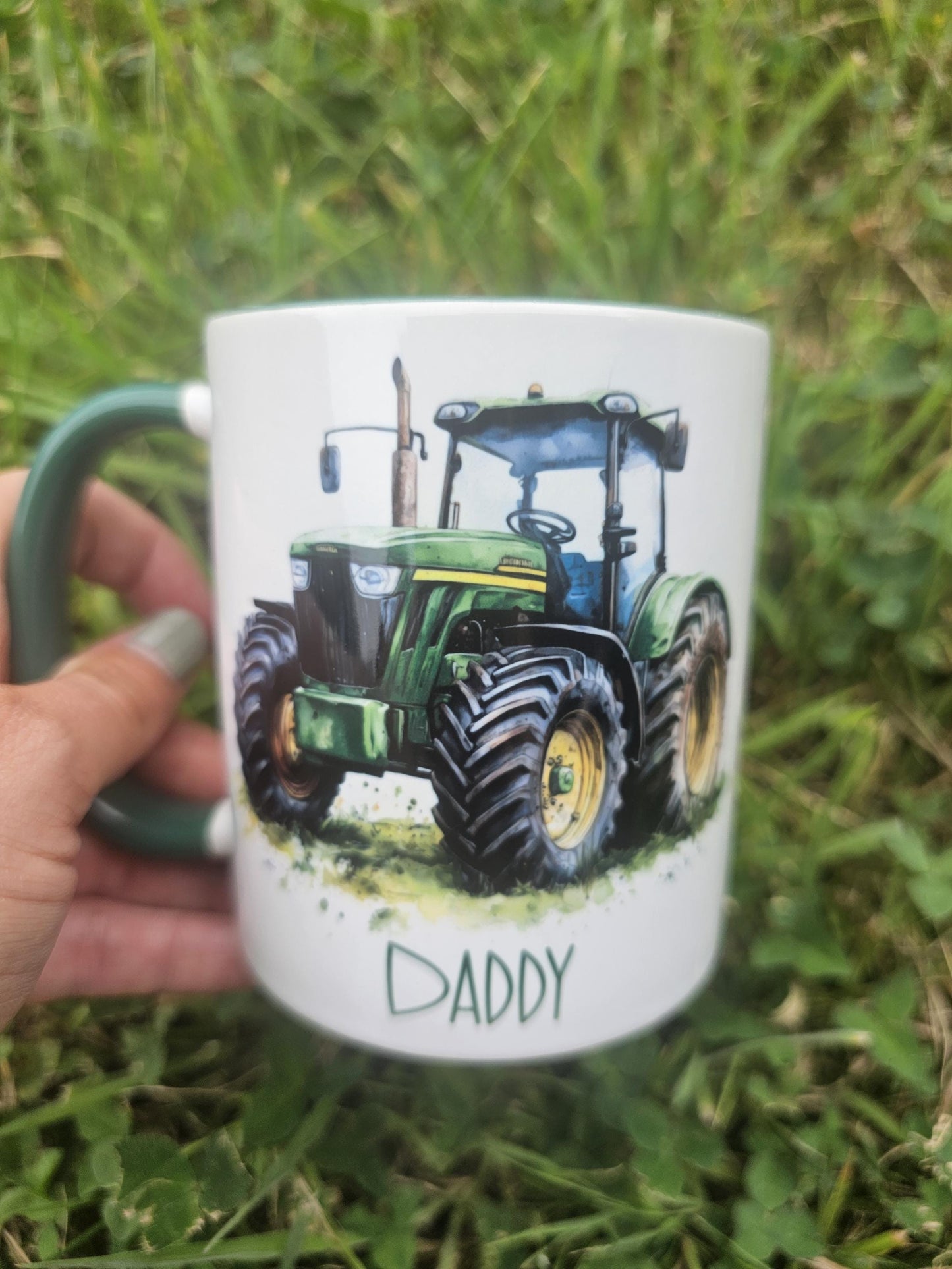 Personalised Green Tractor Mug & Coaster Set, Farmer Gift