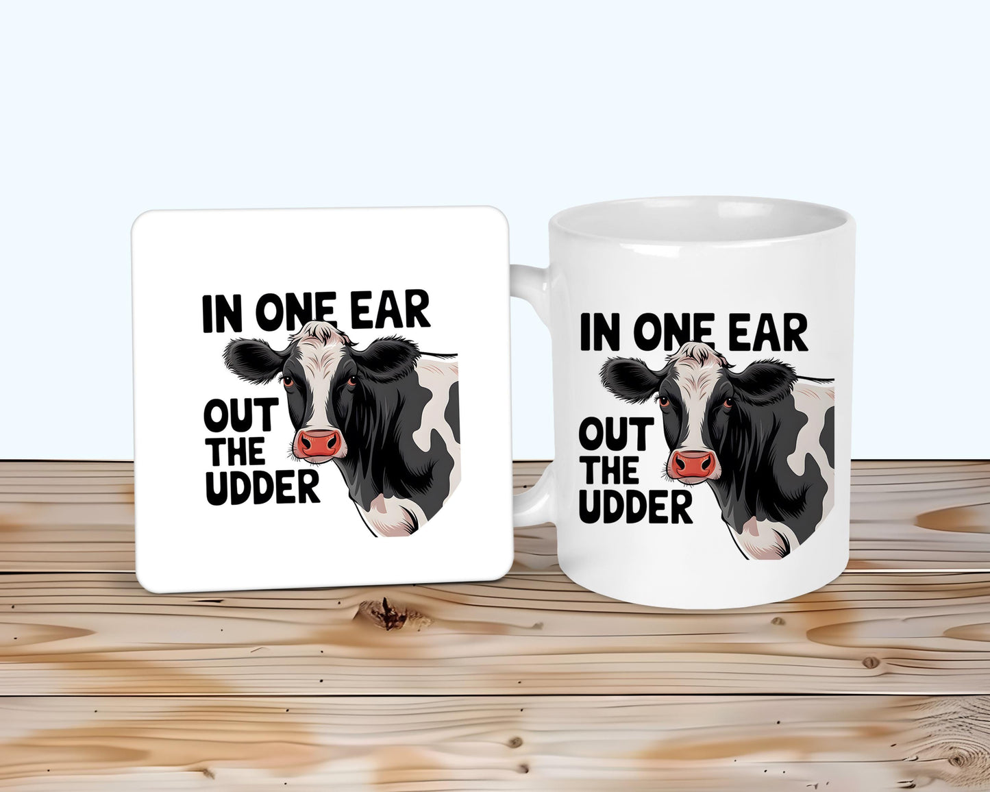 Udder Cow Mug & Coaster, Gift For Farmers, Cow Coffee Tea Cup, Funny Cow Lover Gifts