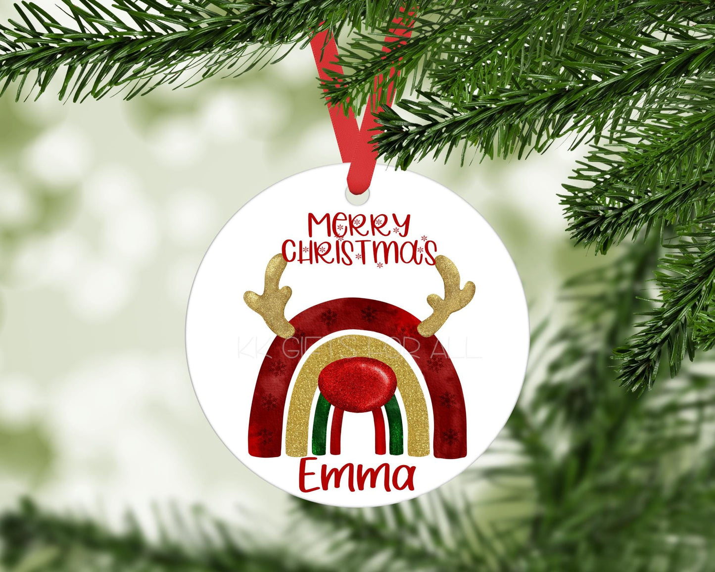 Personalised Christmas Rainbow Ornament, Aluminium Holiday Decoration