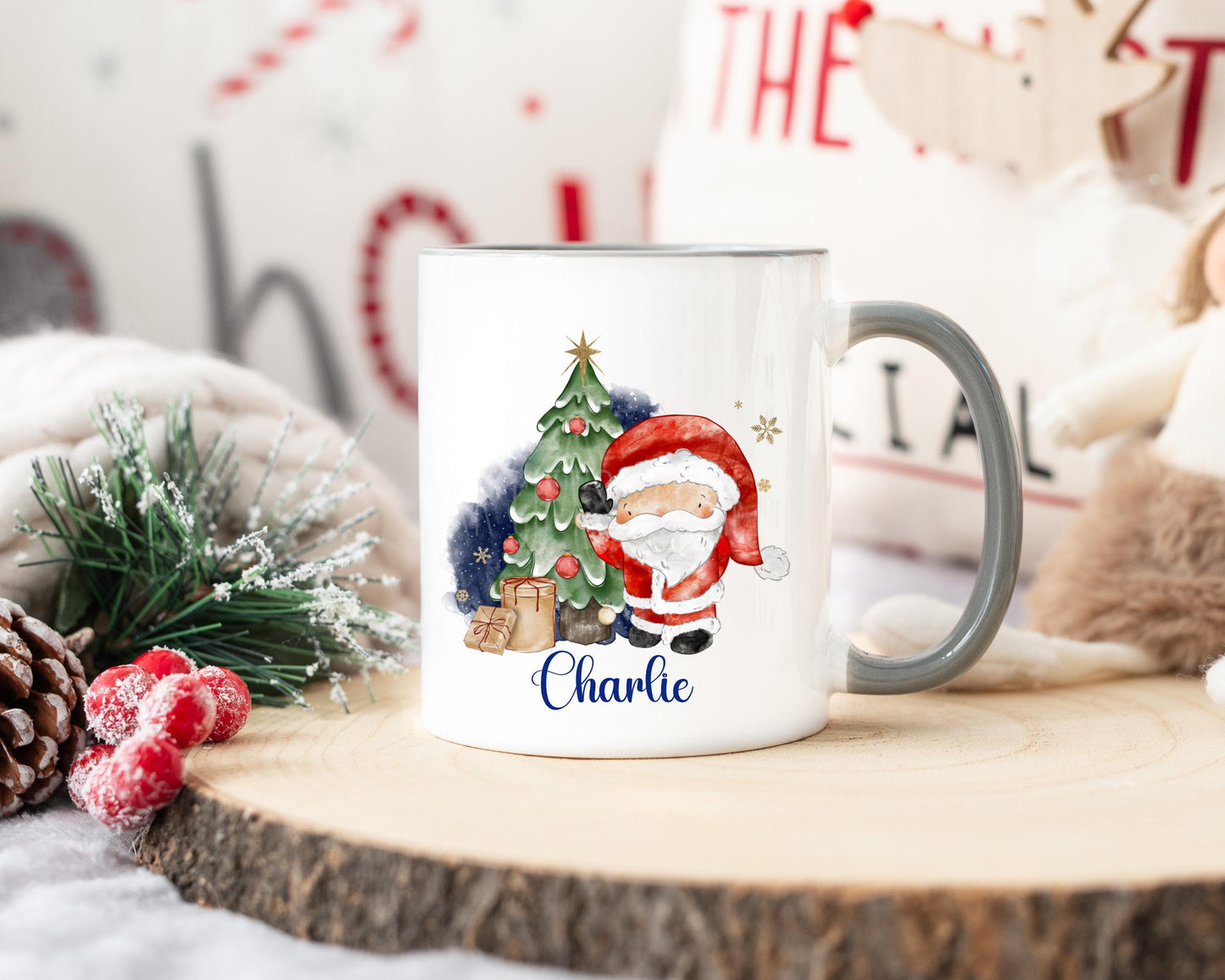 Personalised Santa Mug & Coaster, Child's Christmas Cup
