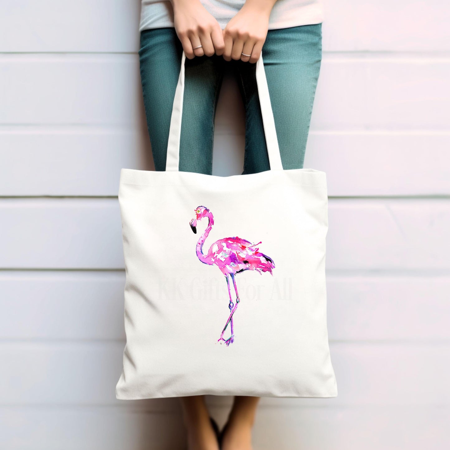 Flamingo Tote bag, Personalised Totebag, Large Totebag, Personalised Long Handle Bag