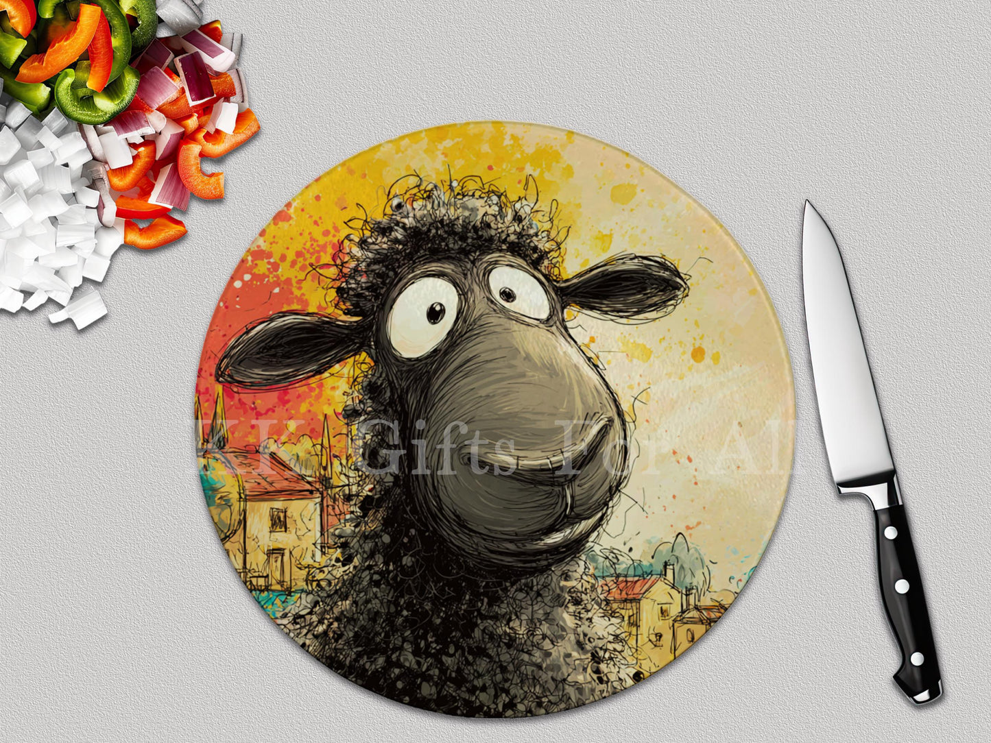 Black Sheep Chopping Board, Glass Work Top Saver, Cutting Board, New Home Gifts, Farmhouse Kitchen Decor
