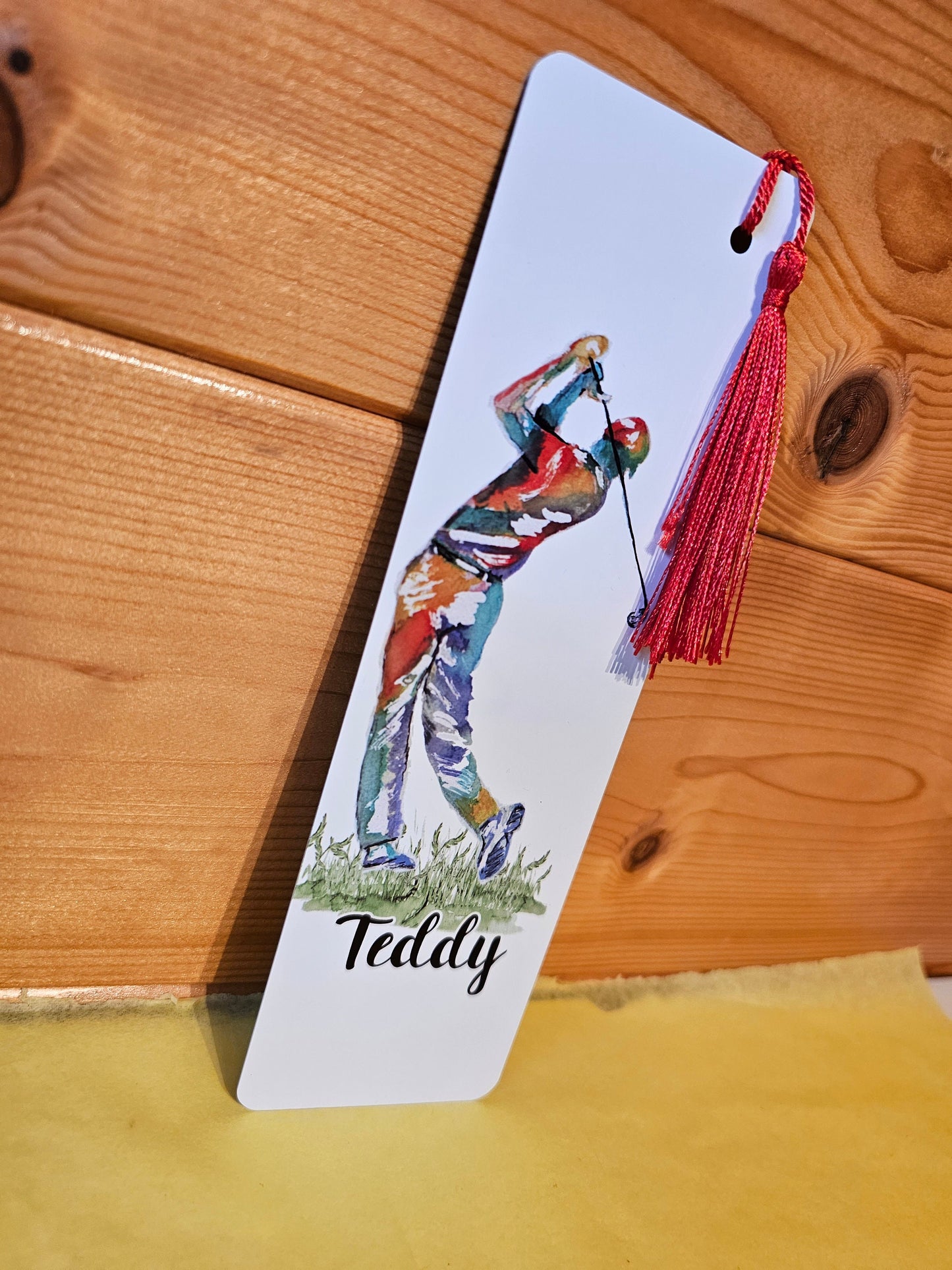 Personalised Golfer Bookmark, Personalised Bookmark, Male Letterbox Gifts, Gift For Dad, Golf Lover Gift, Golf Book Marker, Watercolour Golf