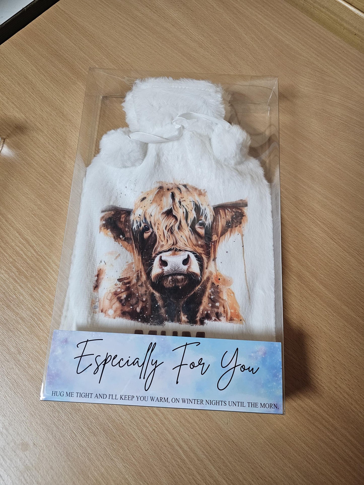 Personalised Hot Water Bottle, Highland Cow Gifts, Gift For Highland Cow Lovers