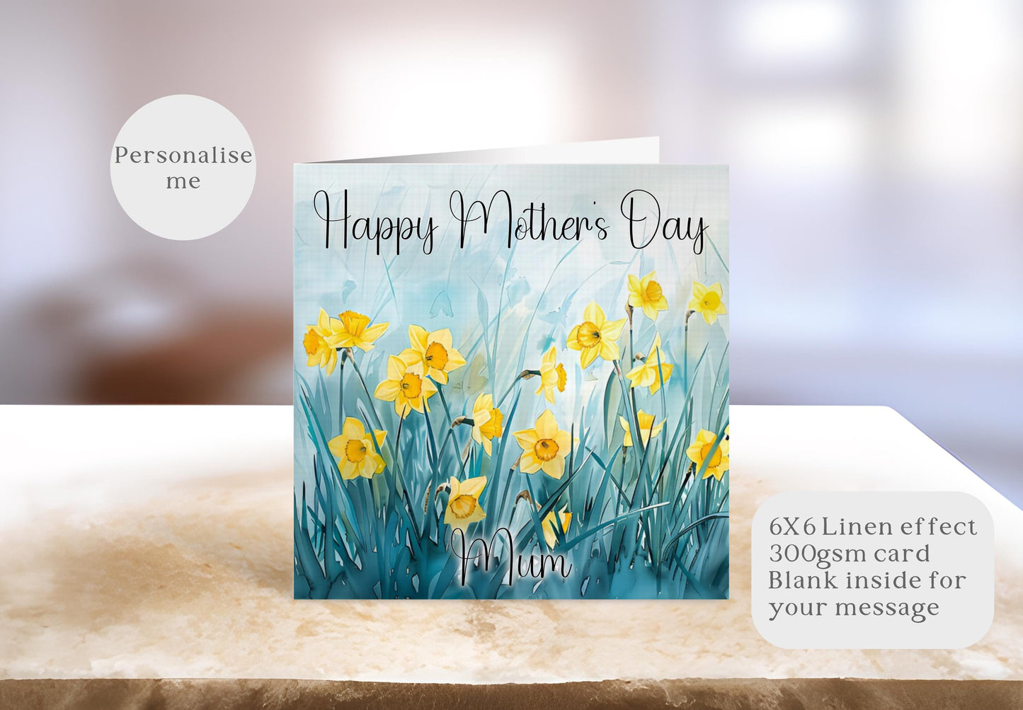 Daffodil Mother's Day Card, Personalised Mother's Day Card, Card For Mum Granny Nan Who Love Daffodil Flowers