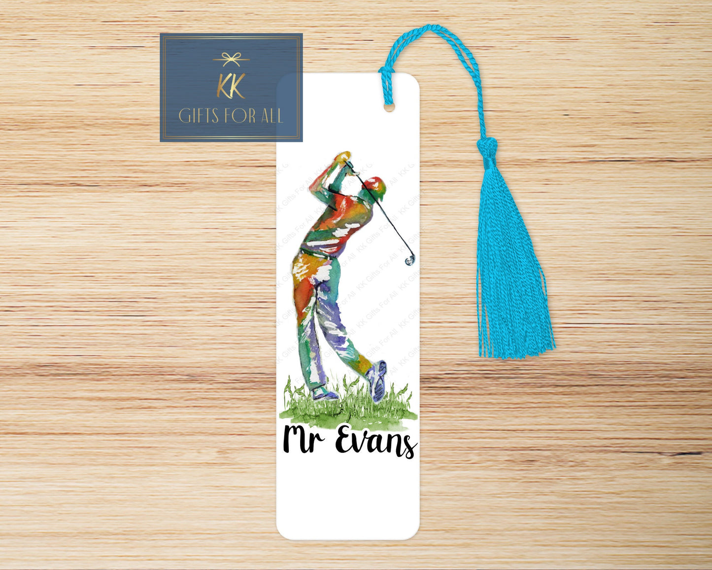 Personalised Golfer Bookmark, Personalised Bookmark, Male Letterbox Gifts, Gift For Dad, Golf Lover Gift, Golf Book Marker, Watercolour Golf