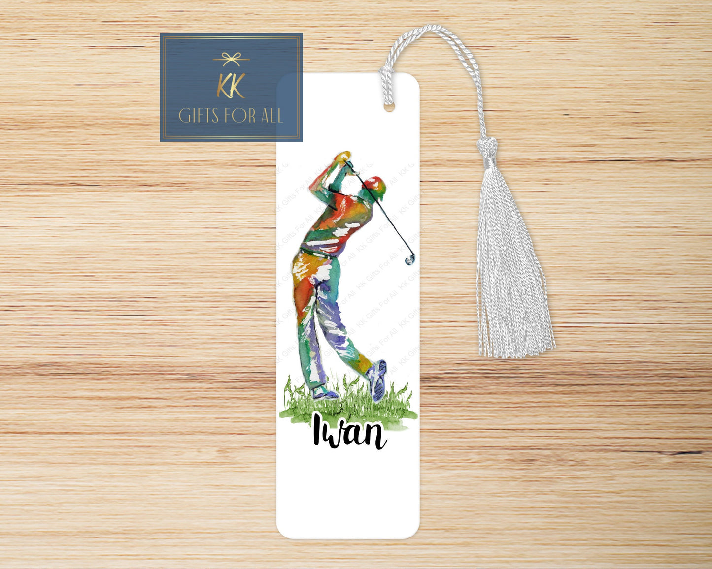 Personalised Golfer Bookmark, Personalised Bookmark, Male Letterbox Gifts, Gift For Dad, Golf Lover Gift, Golf Book Marker, Watercolour Golf
