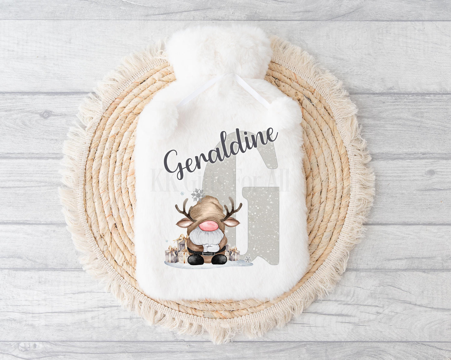 Hot Water Bottle, Personalised Gonk Gifts, Gonk Gnome Hot Water Bottle, Christmas Hot Water Bottle