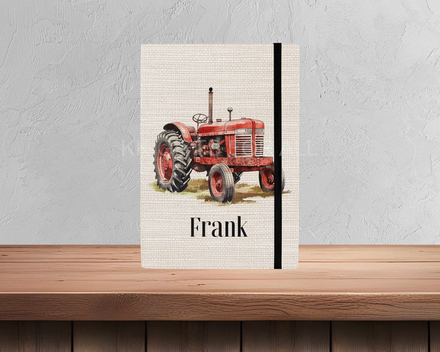 Vintage Tractor Notebook - A5 Lined Journal With Linen Cover & Reusable Notebook Cover