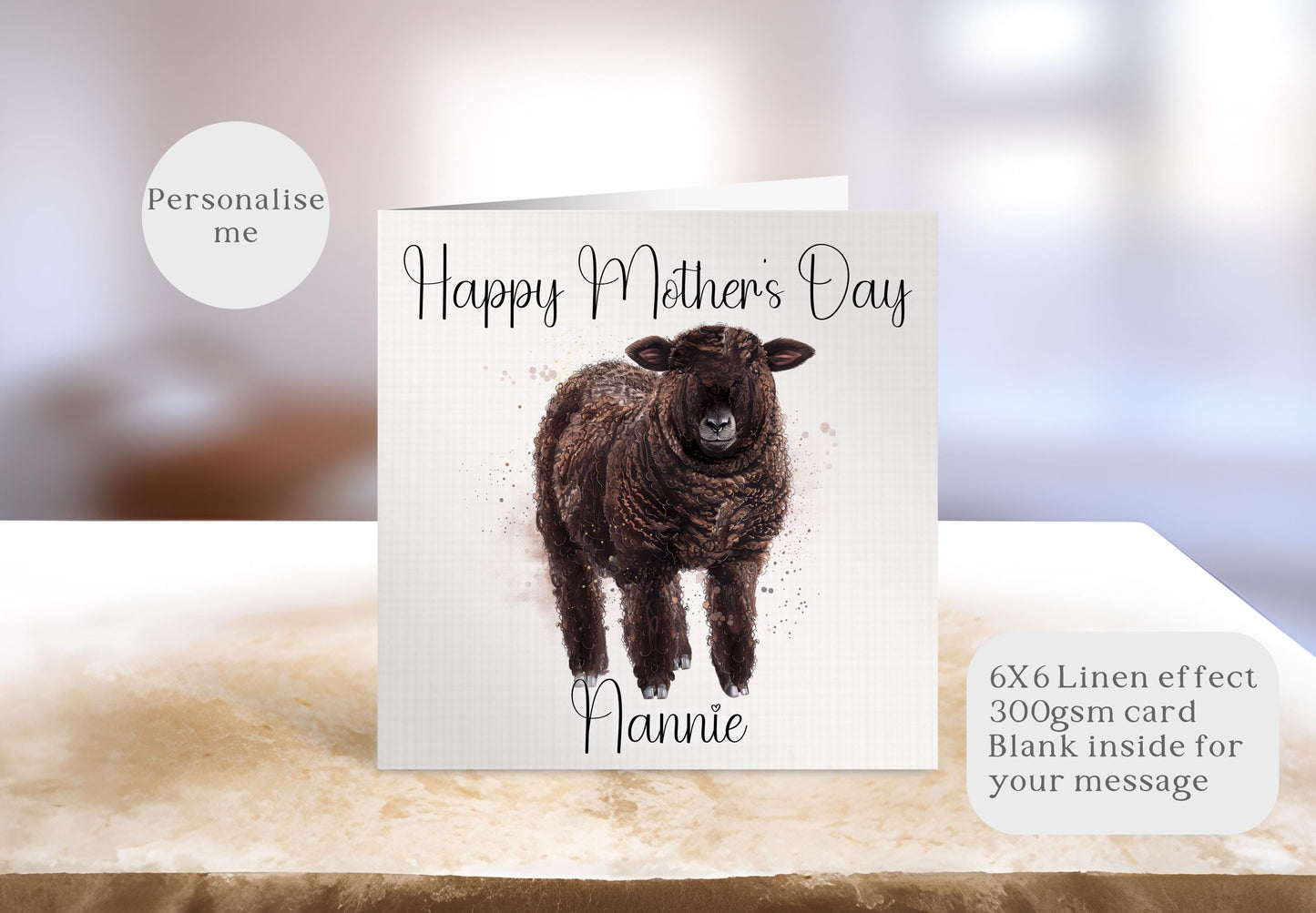 Coloured Ryeland Sheep Mother's Day Card, Personalise Mother's Day Card, Card For Mum Granny Nan Who Love Sheep