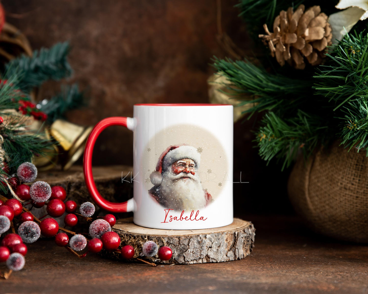 Personalised Santa Christmas Mug, Red Father Christmas Mug, Christmas Cocoa Cup, Christmas Movie Mug