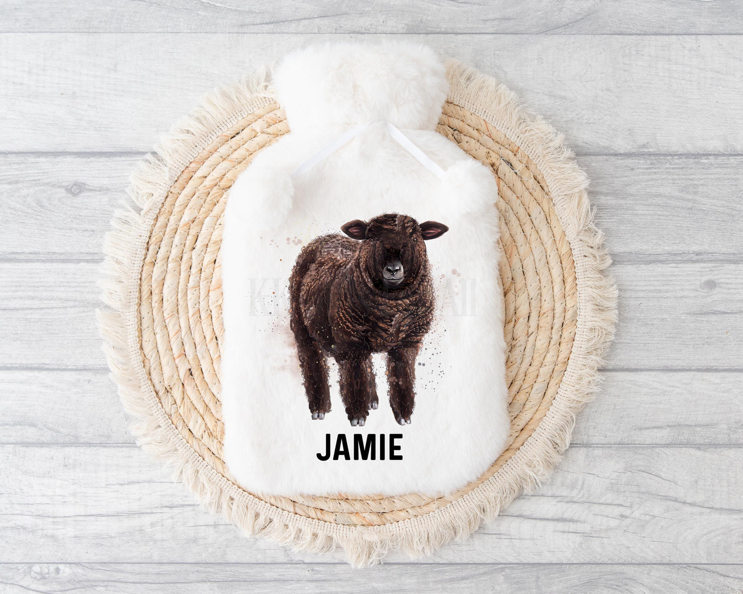 Coloured Ryeland Sheep Gifts, Personalised Sheep Hot Water Bottle, Gift For Ryeland Sheep Owners