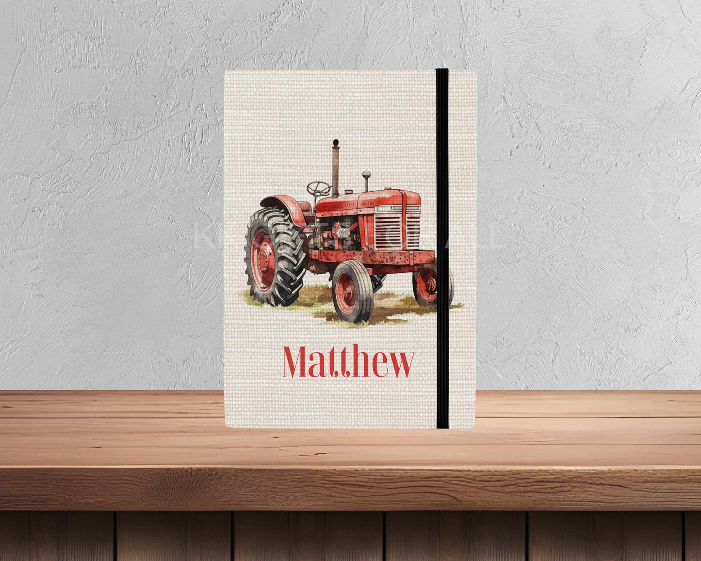 Vintage Tractor Notebook - A5 Lined Journal With Linen Cover & Reusable Notebook Cover