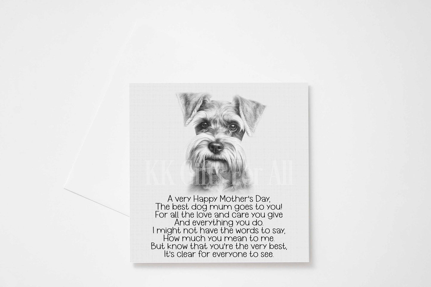 Miniature Schnauzer Dog Mum Card, Miniature Schnauzer Poem Card From The Dog, Mother's Day Card From Dog
