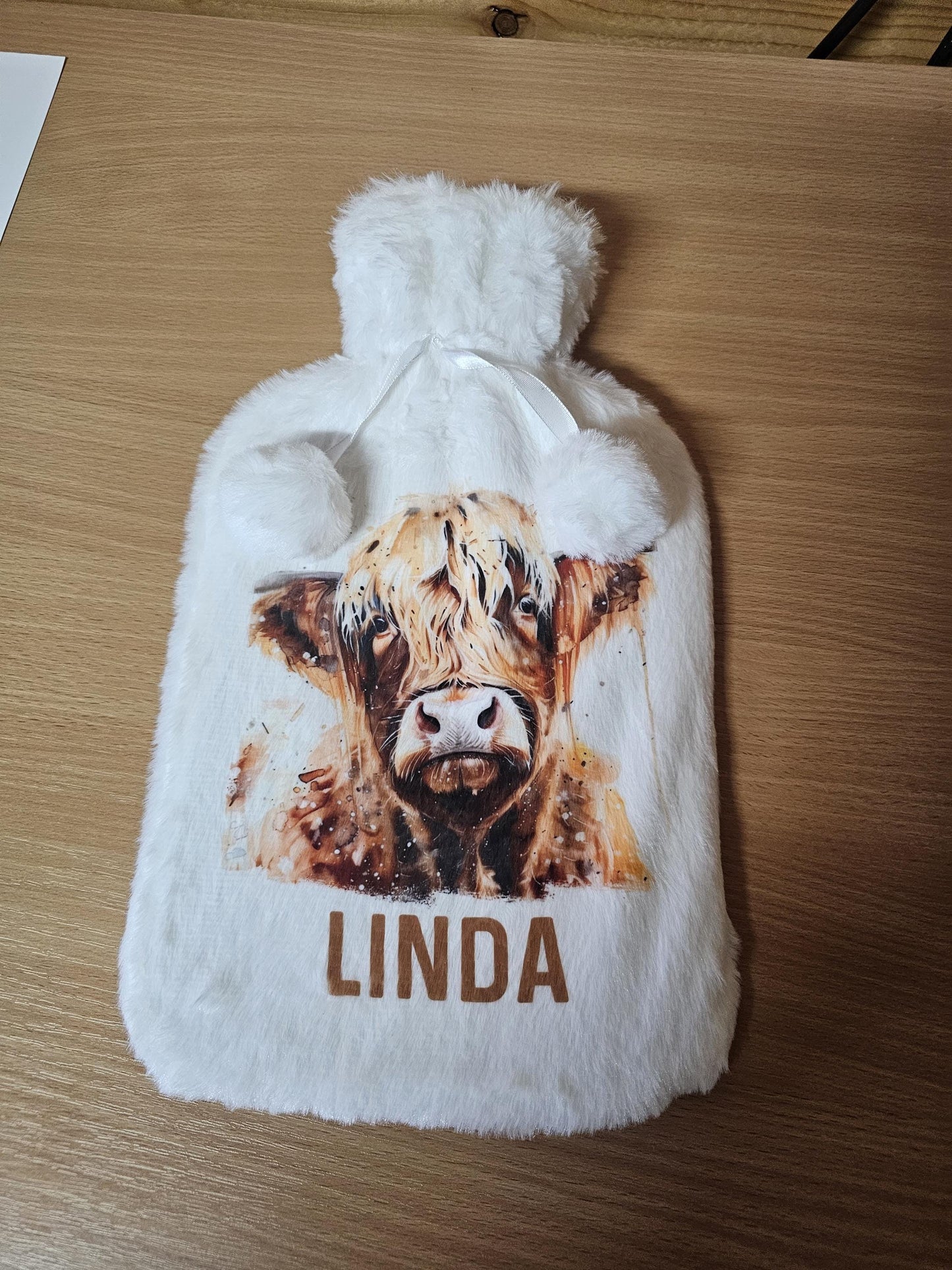 Personalised Hot Water Bottle, Highland Cow Gifts, Gift For Highland Cow Lovers