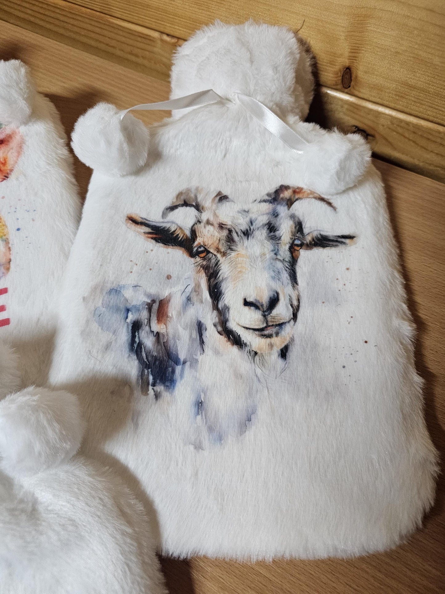 Personalised Hot Water Bottle - Goat Hot Water Bottle Gift With Fluffy Cover