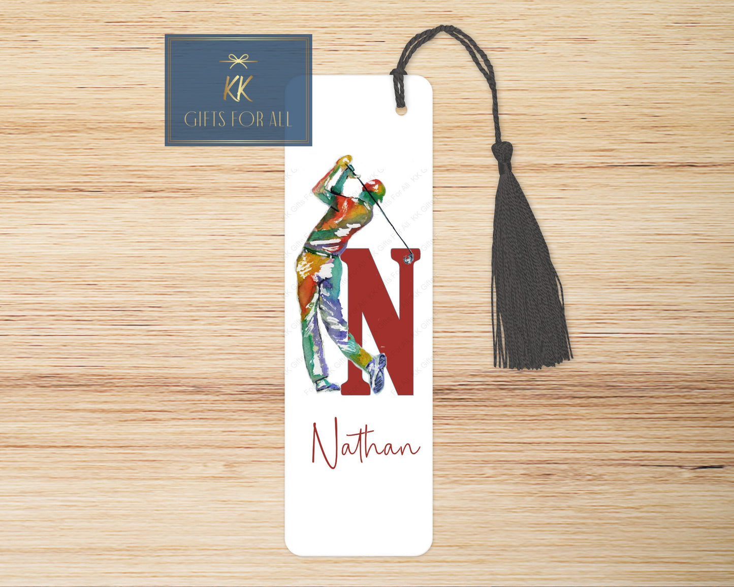 Personalised Golfer Bookmark, Personalised Bookmark, Male Letterbox Gifts, Gift For Dad, Golf Lover Gift, Golf Book Marker, Watercolour Golf