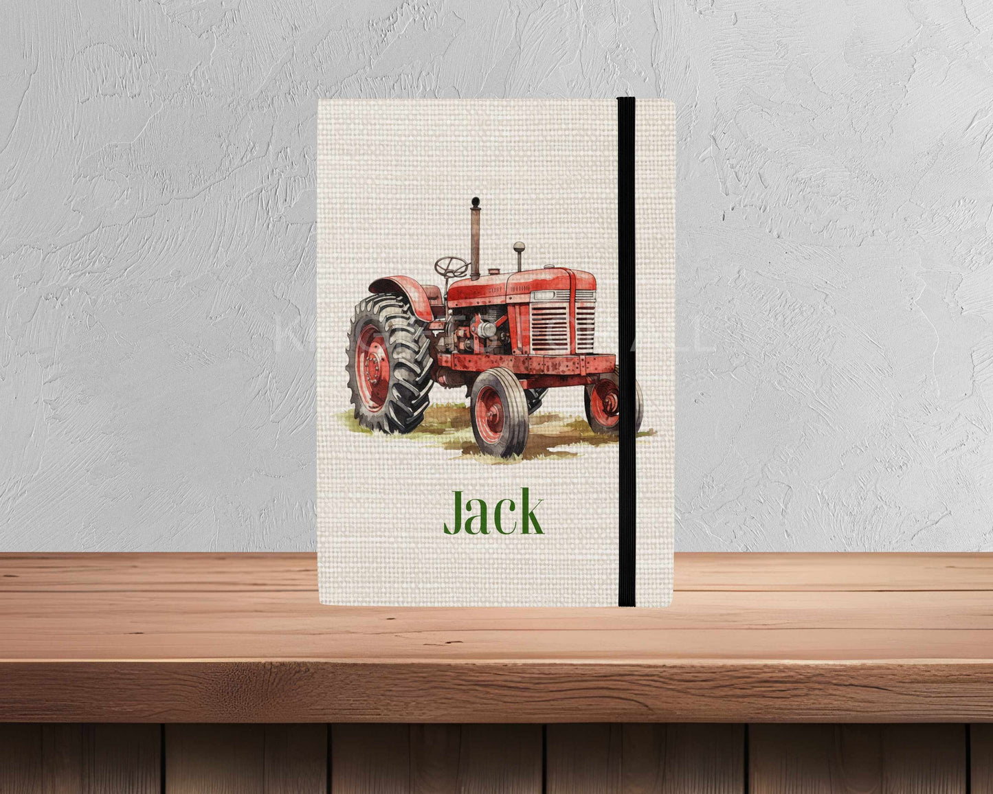 Vintage Tractor Notebook - A5 Lined Journal With Linen Cover & Reusable Notebook Cover