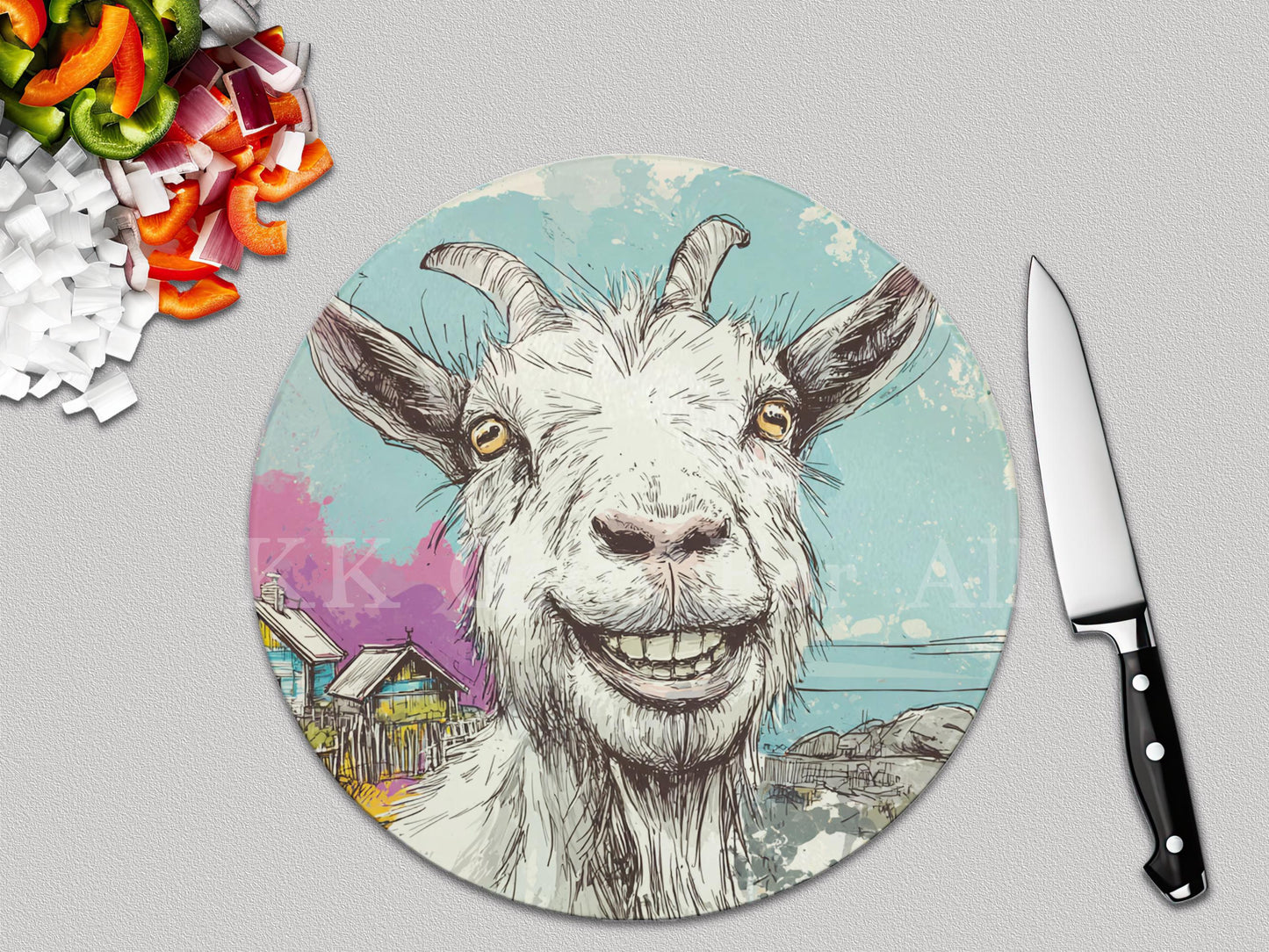 Goat Chopping Board, Glass Work Top Saver, Cutting Board, New Home Gifts, Farmhouse Kitchen Decor