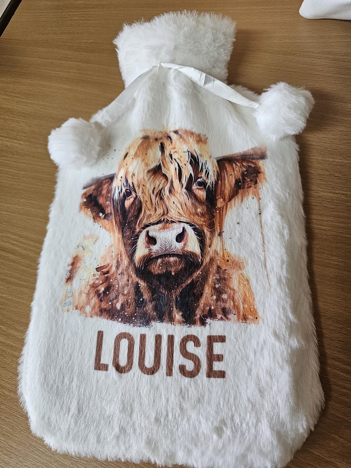 Personalised Hot Water Bottle, Highland Cow Gifts, Gift For Highland Cow Lovers