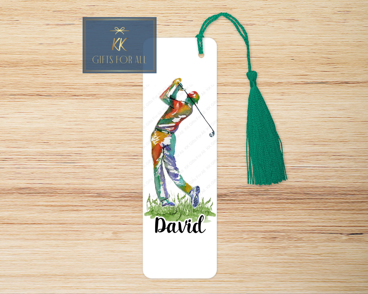 Personalised Golfer Bookmark, Personalised Bookmark, Male Letterbox Gifts, Gift For Dad, Golf Lover Gift, Golf Book Marker, Watercolour Golf