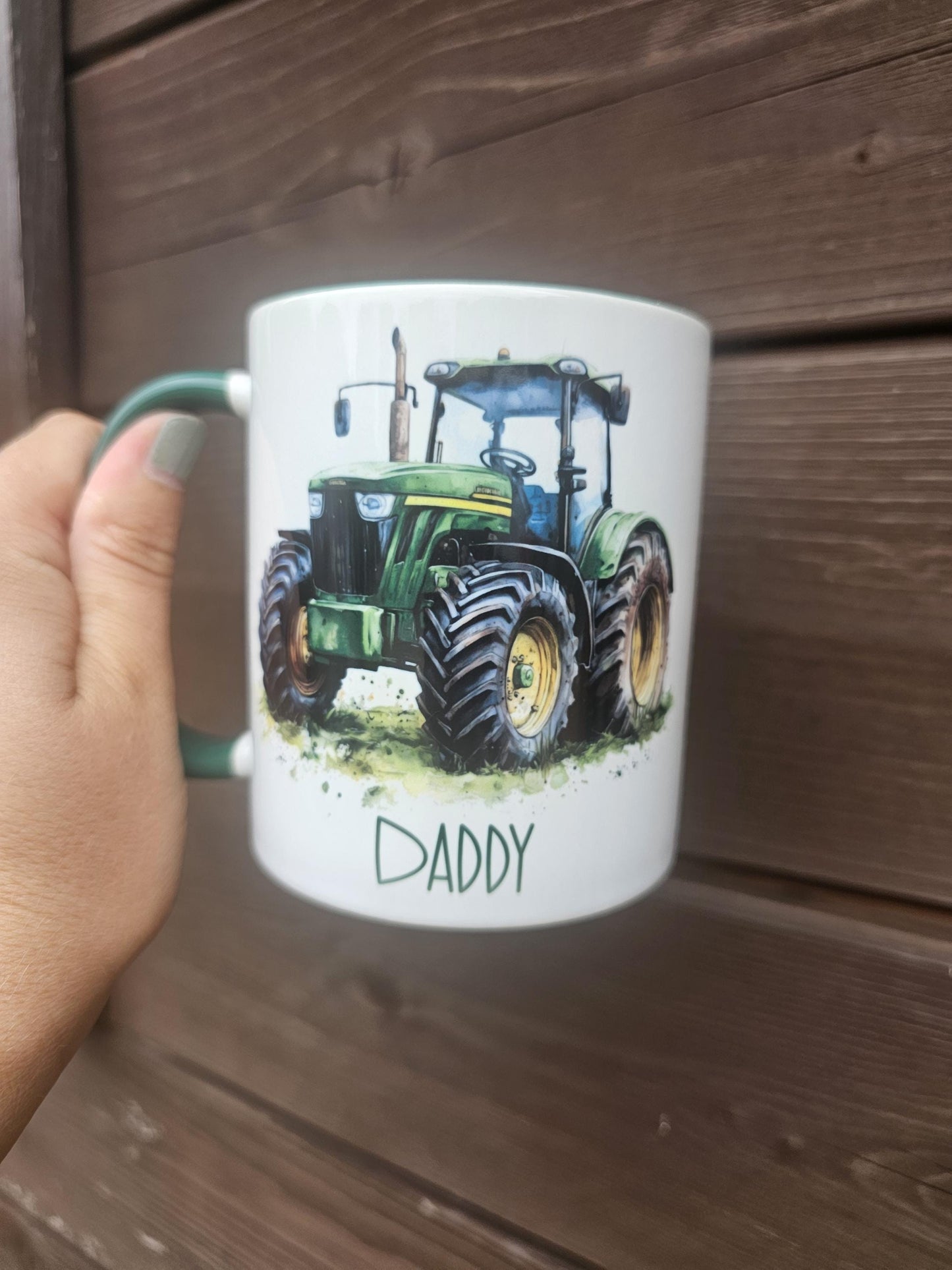 Personalised Green Tractor Mug & Coaster Set, Farmer Gift