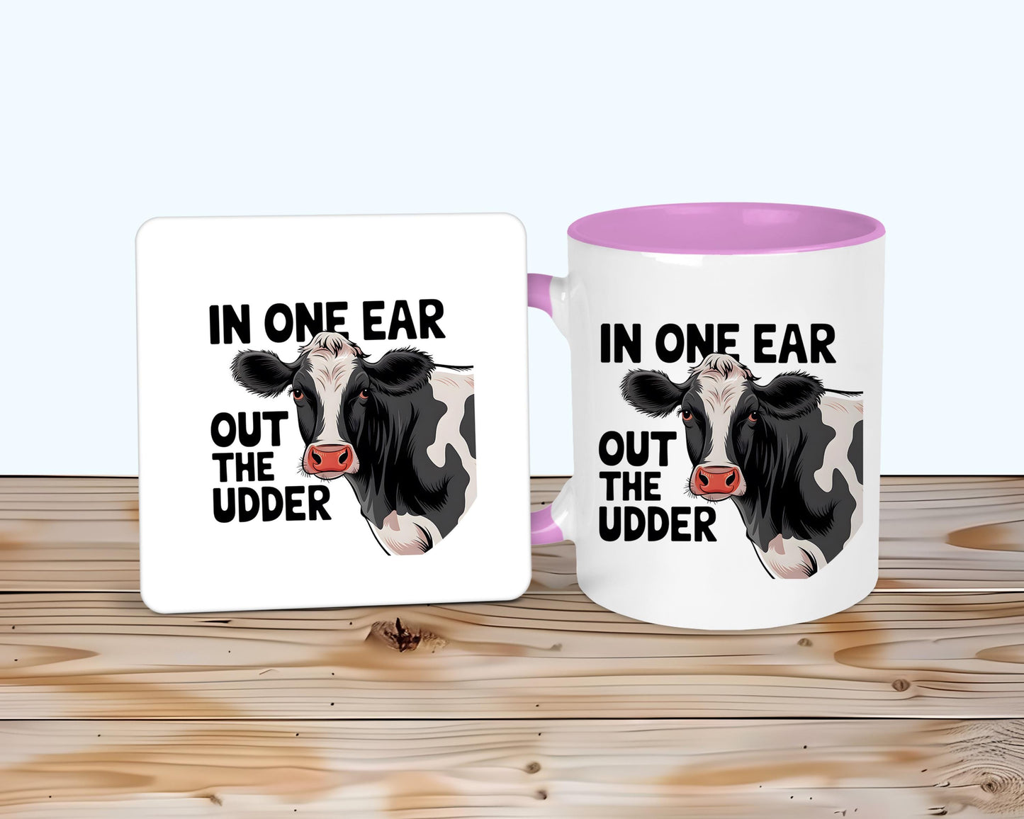 Udder Cow Mug & Coaster, Gift For Farmers, Cow Coffee Tea Cup, Funny Cow Lover Gifts