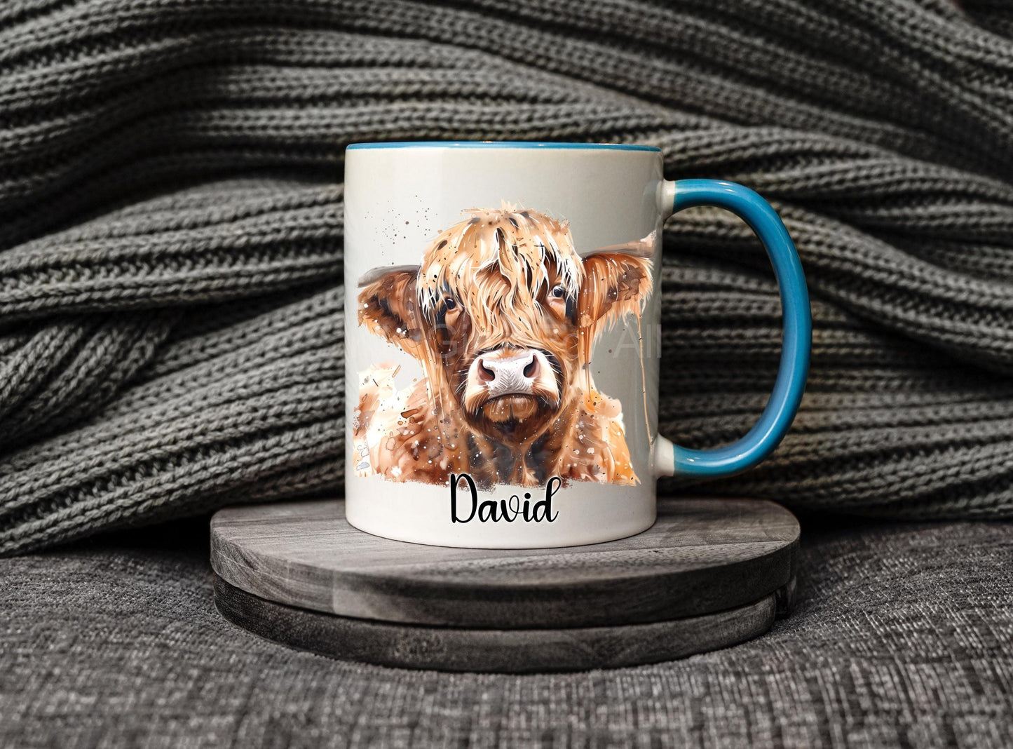 Personalised Highland Mug & Coaster For Friend Wife Or Husband Birthday, Cute Highland Cow Lover Gifts