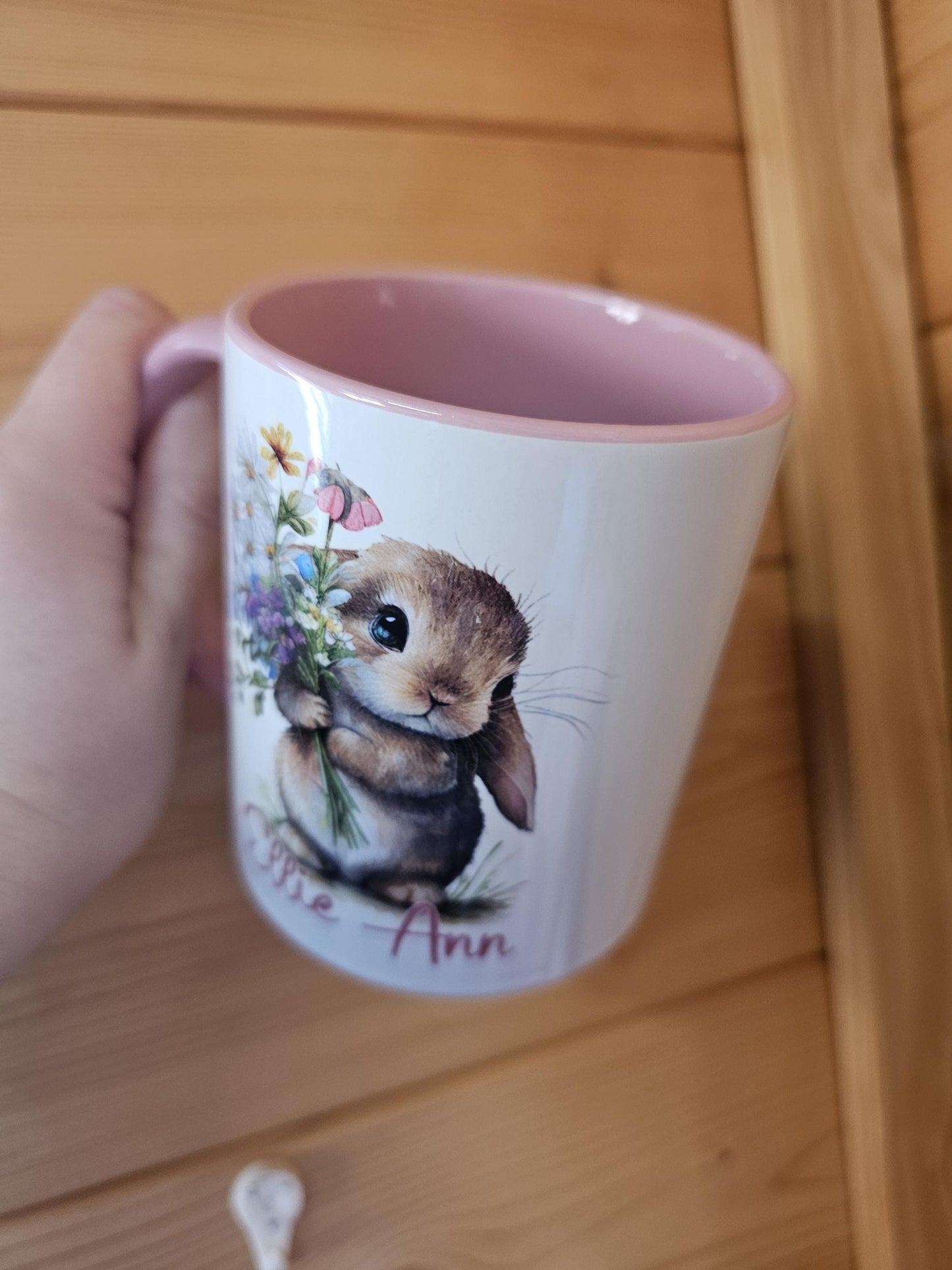 Cute Bunny Rabbit Mug & Coaster, Personalised Rabbit Mug, Rabbit Lover Gifts
