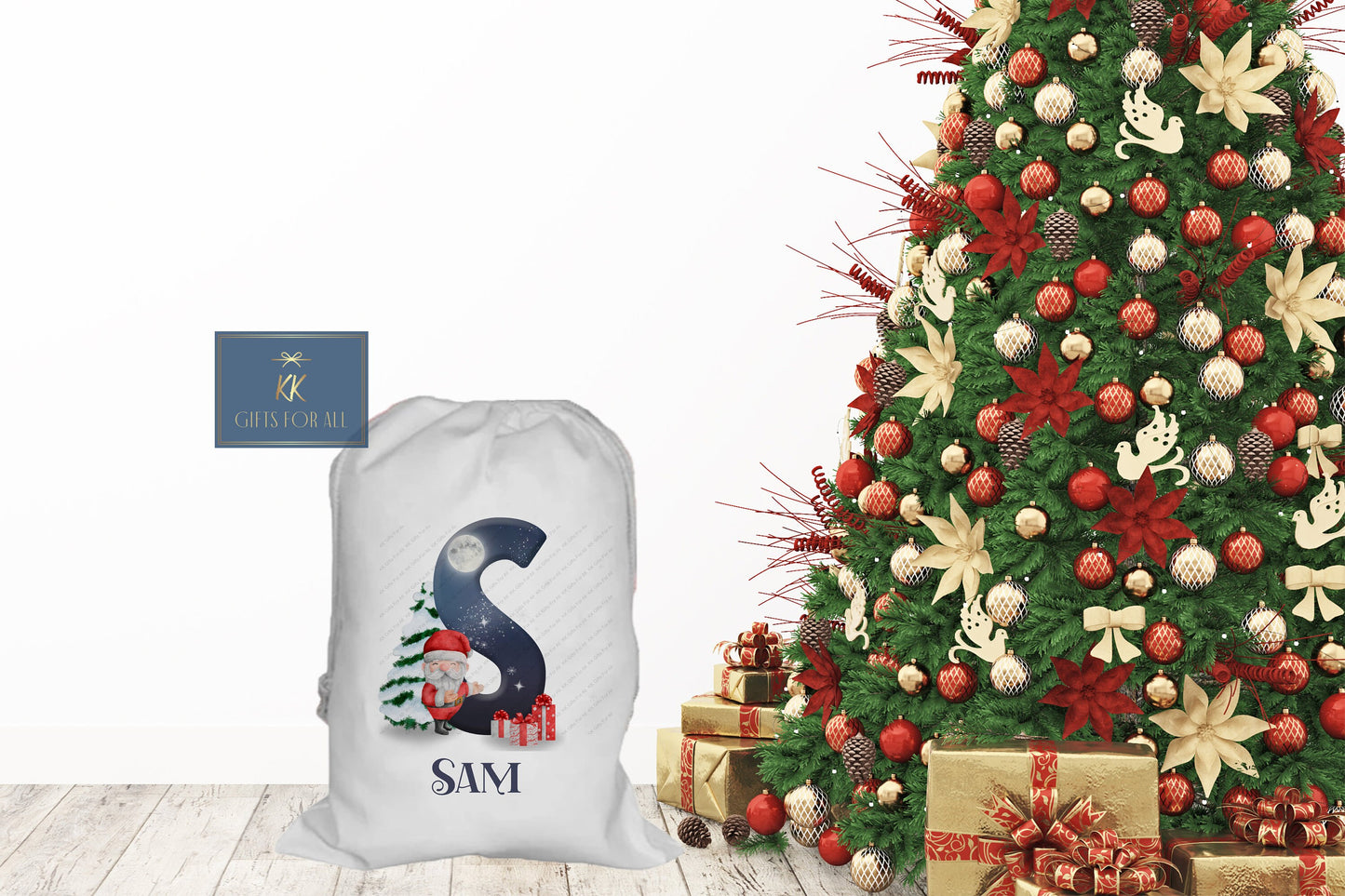Personalised Christmas Santa Sack, Personalised Father Christmas Bag, Large Sack, Christmas Gifts For Kids, Name & Initial