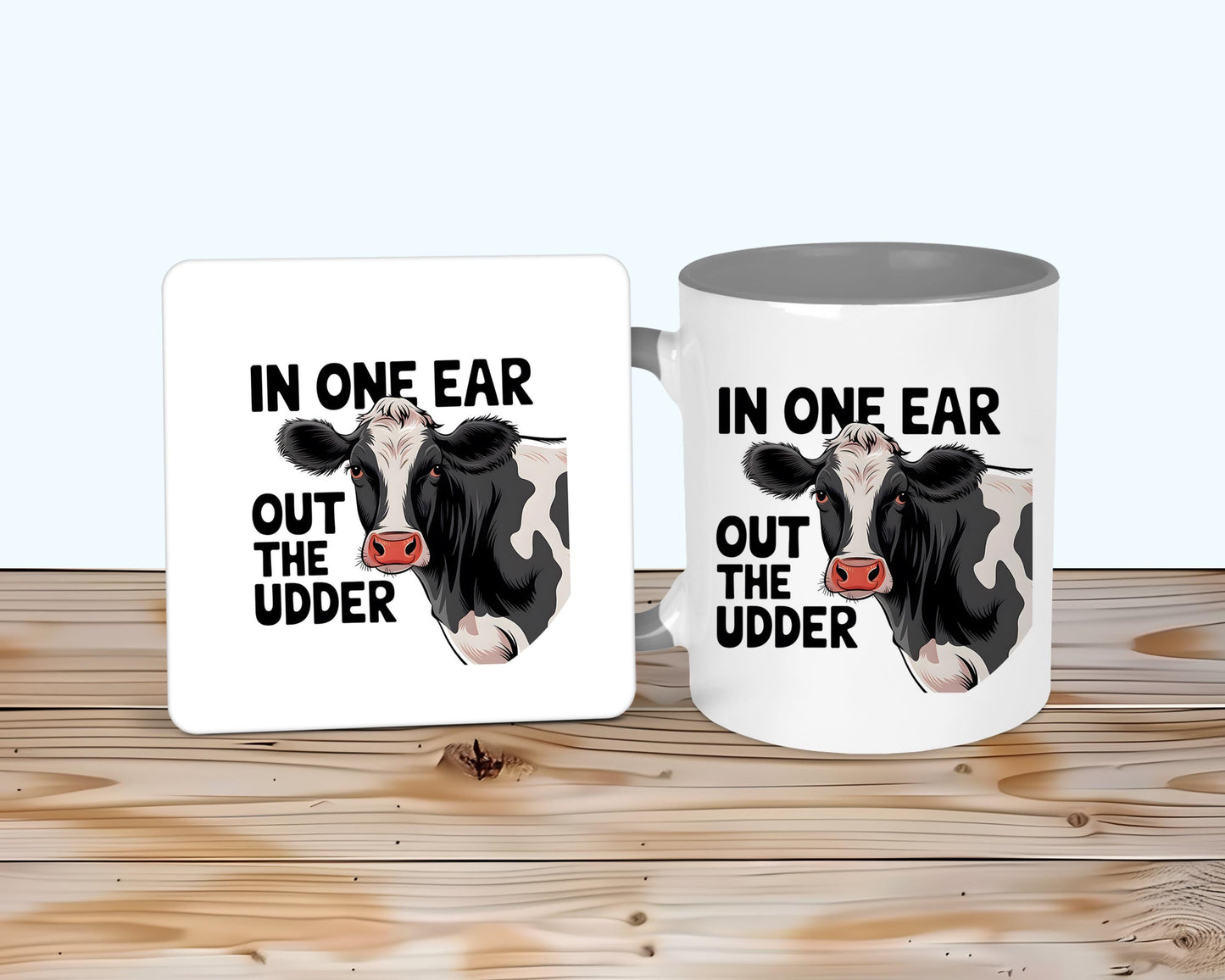 Udder Cow Mug & Coaster, Gift For Farmers, Cow Coffee Tea Cup, Funny Cow Lover Gifts