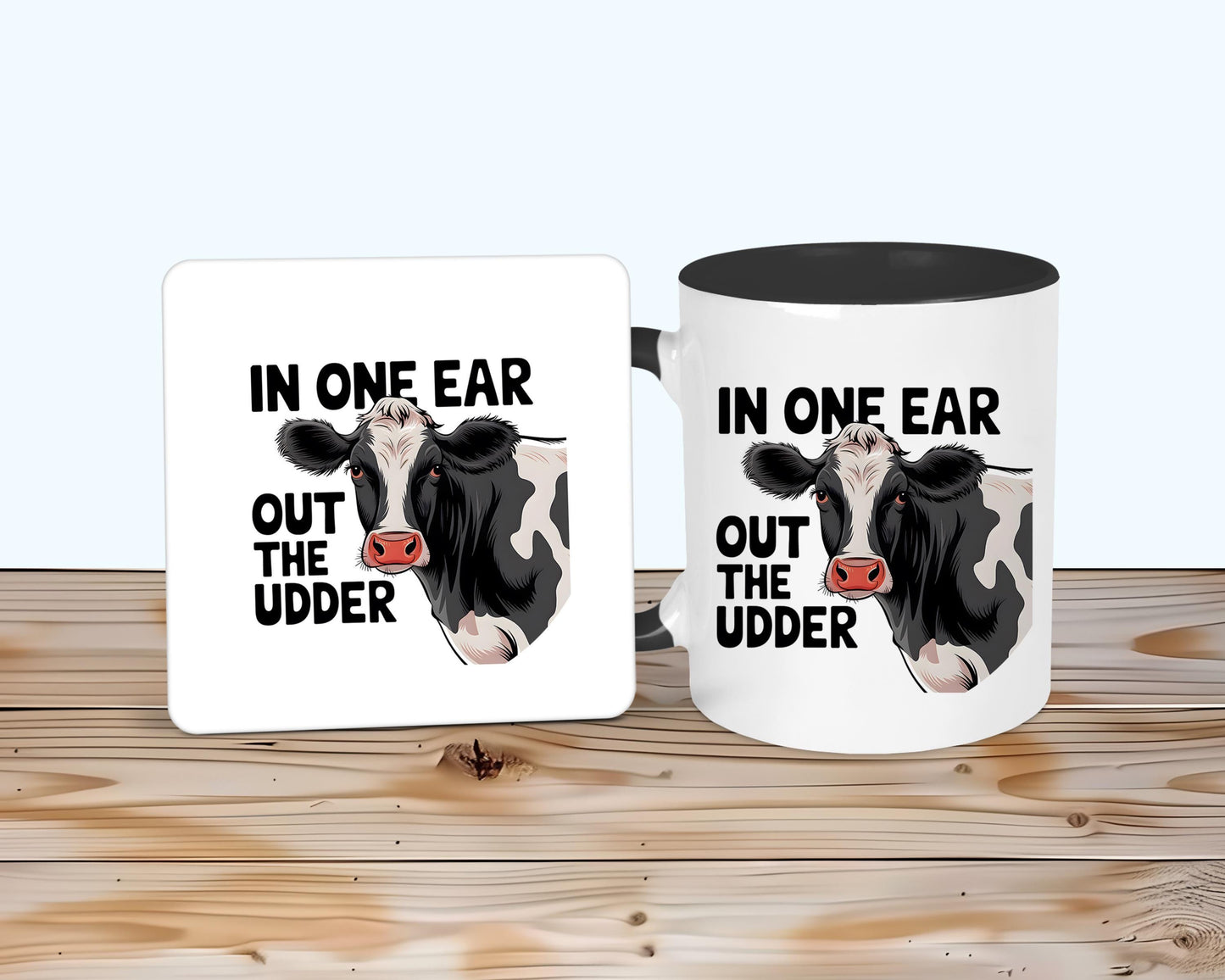 Udder Cow Mug & Coaster, Gift For Farmers, Cow Coffee Tea Cup, Funny Cow Lover Gifts