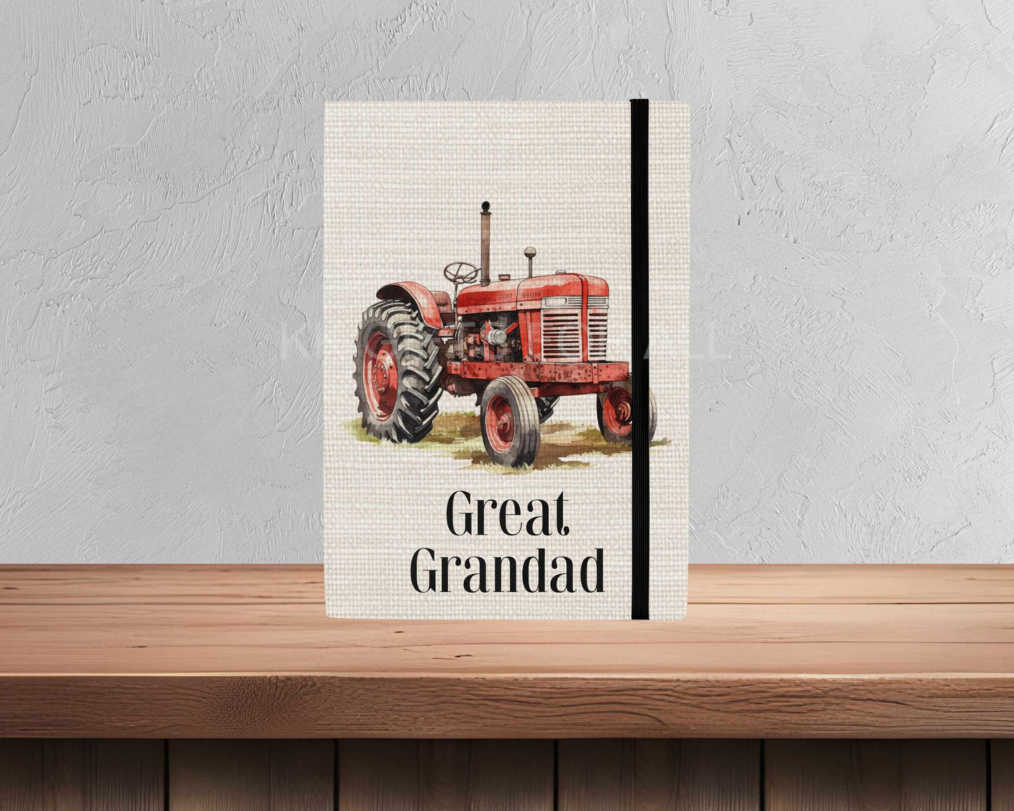 Vintage Tractor Notebook - A5 Lined Journal With Linen Cover & Reusable Notebook Cover