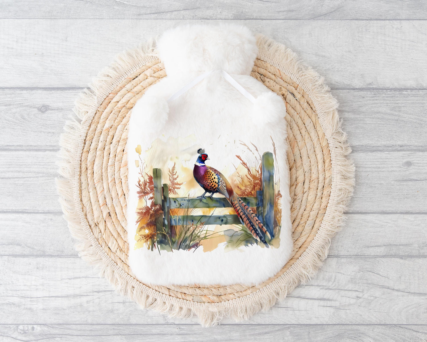 Pheasant Hot Water Bottle, Gift For Pheasant Lover, Personalised Hot Water Bottle, Gifts For Him, Game Bird Gift, Country Living