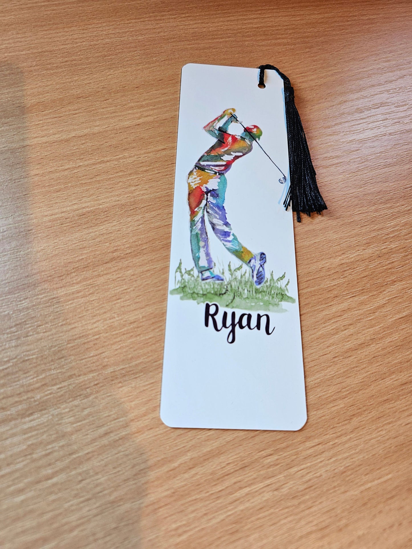 Personalised Golfer Bookmark, Personalised Bookmark, Male Letterbox Gifts, Gift For Dad, Golf Lover Gift, Golf Book Marker, Watercolour Golf
