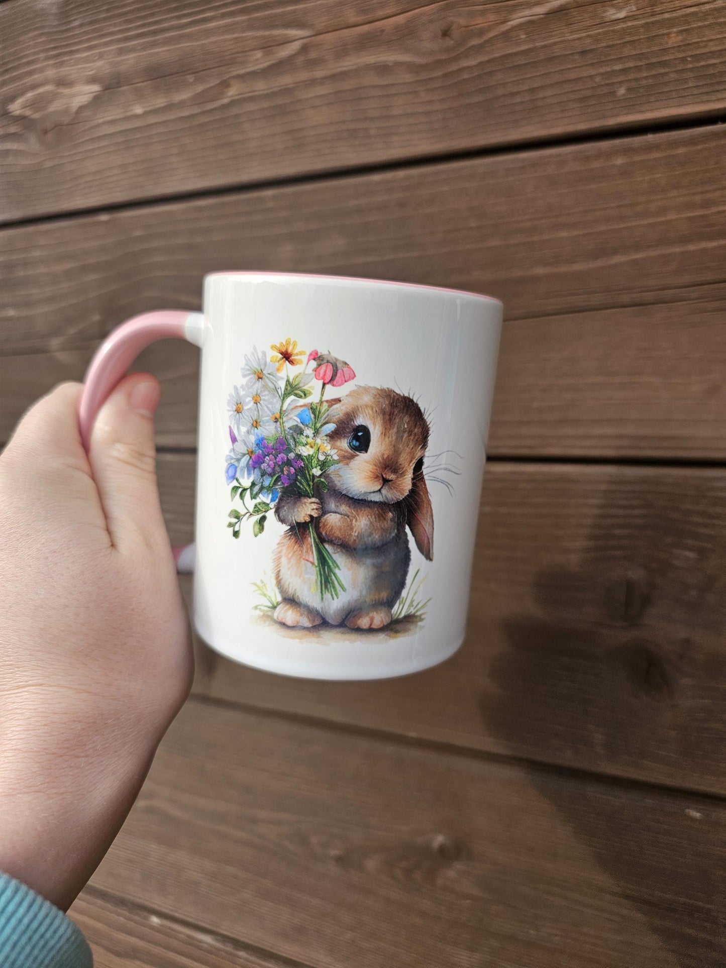 Cute Bunny Rabbit Mug & Coaster, Personalised Rabbit Mug, Rabbit Lover Gifts