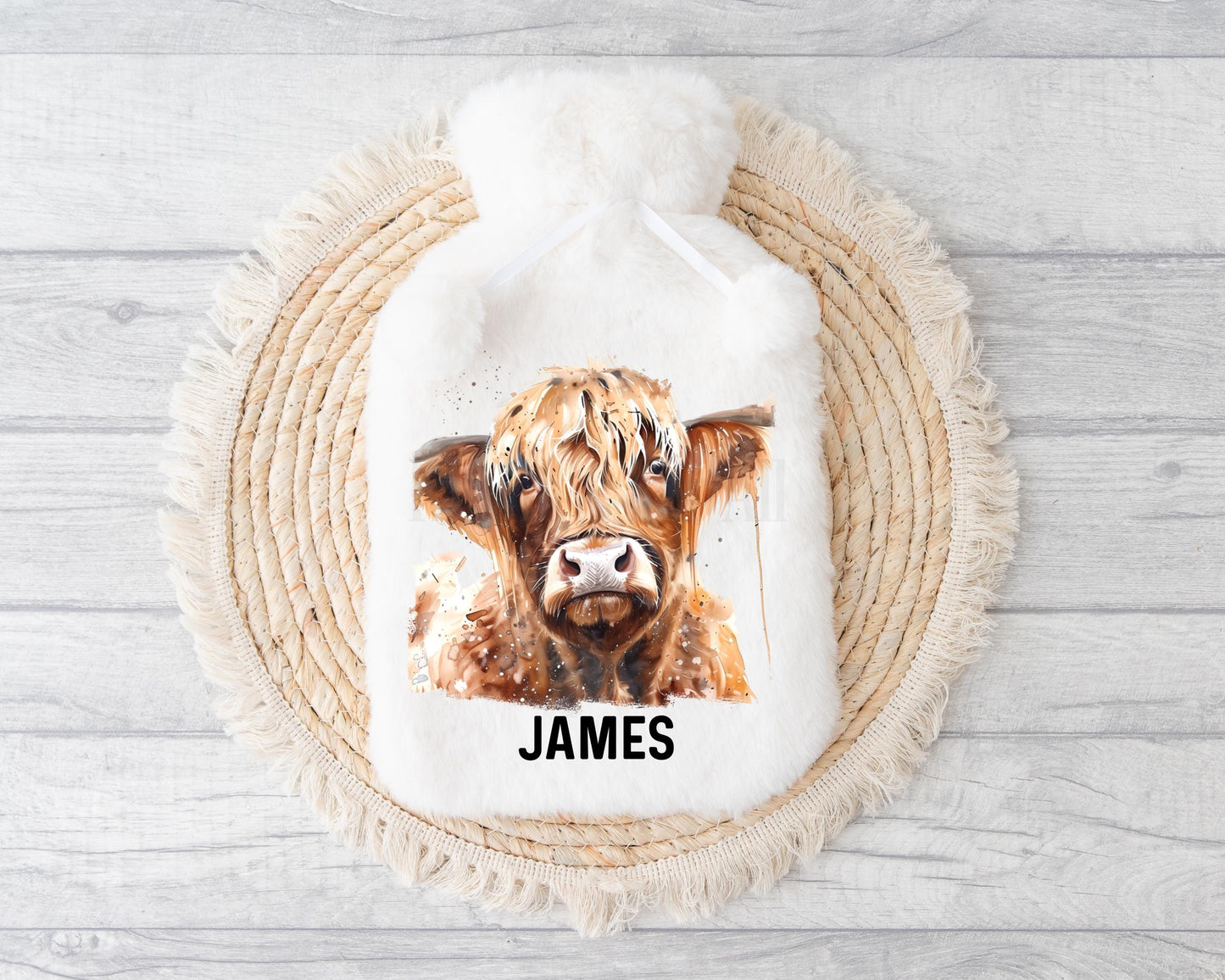Personalised Hot Water Bottle, Highland Cow Gifts, Gift For Highland Cow Lovers