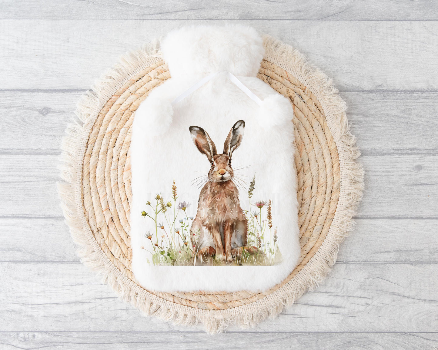 Hare Hot Water Bottle, Personalised Hare Gifts, Fluffy Hot Water Bottle, Valentine's Day Mother's Day Gifts