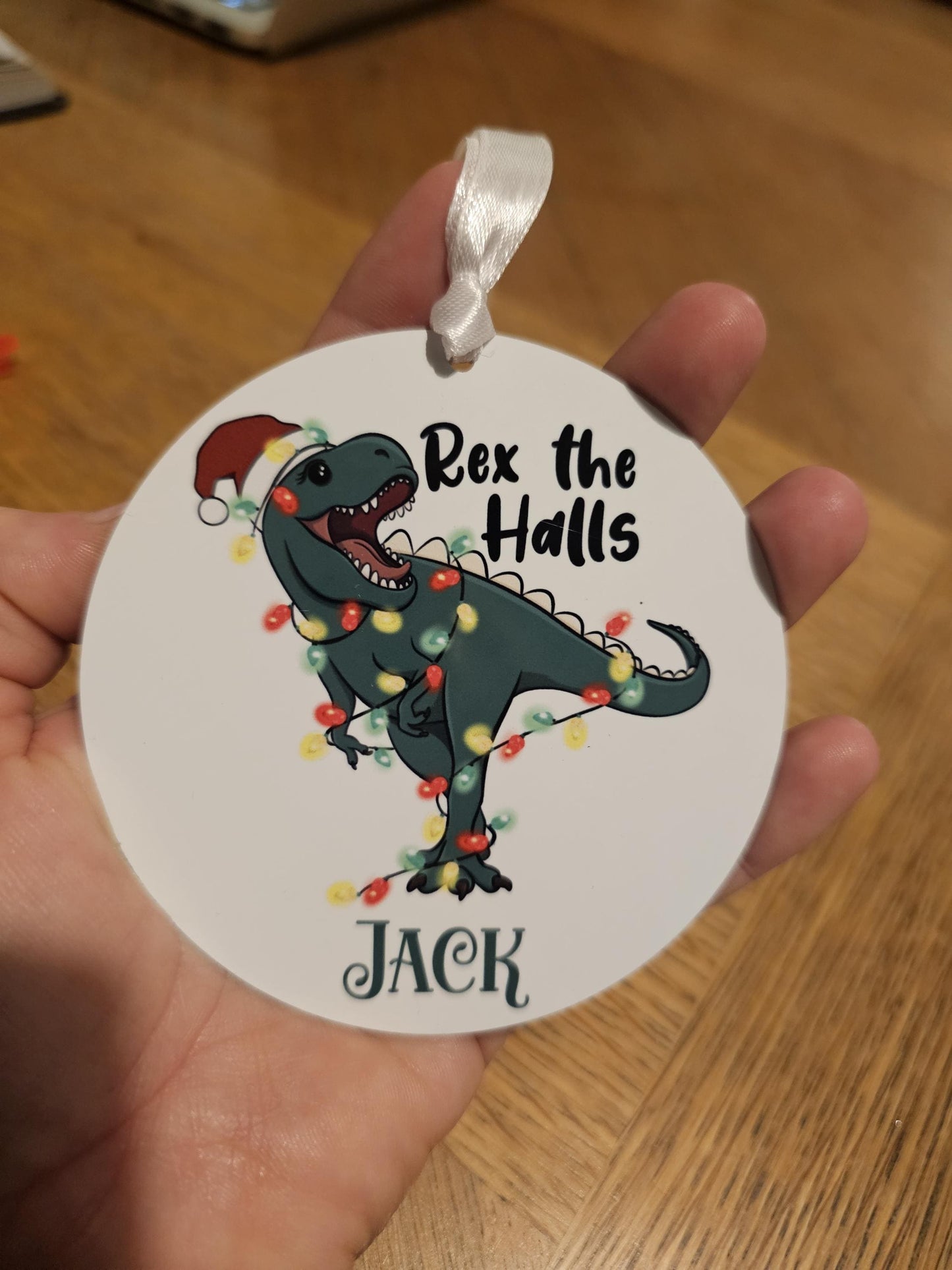 Personalised Dinosaur Christmas Tree Decoration, Christmas Hanging Ornament, Metal Tree Decoration