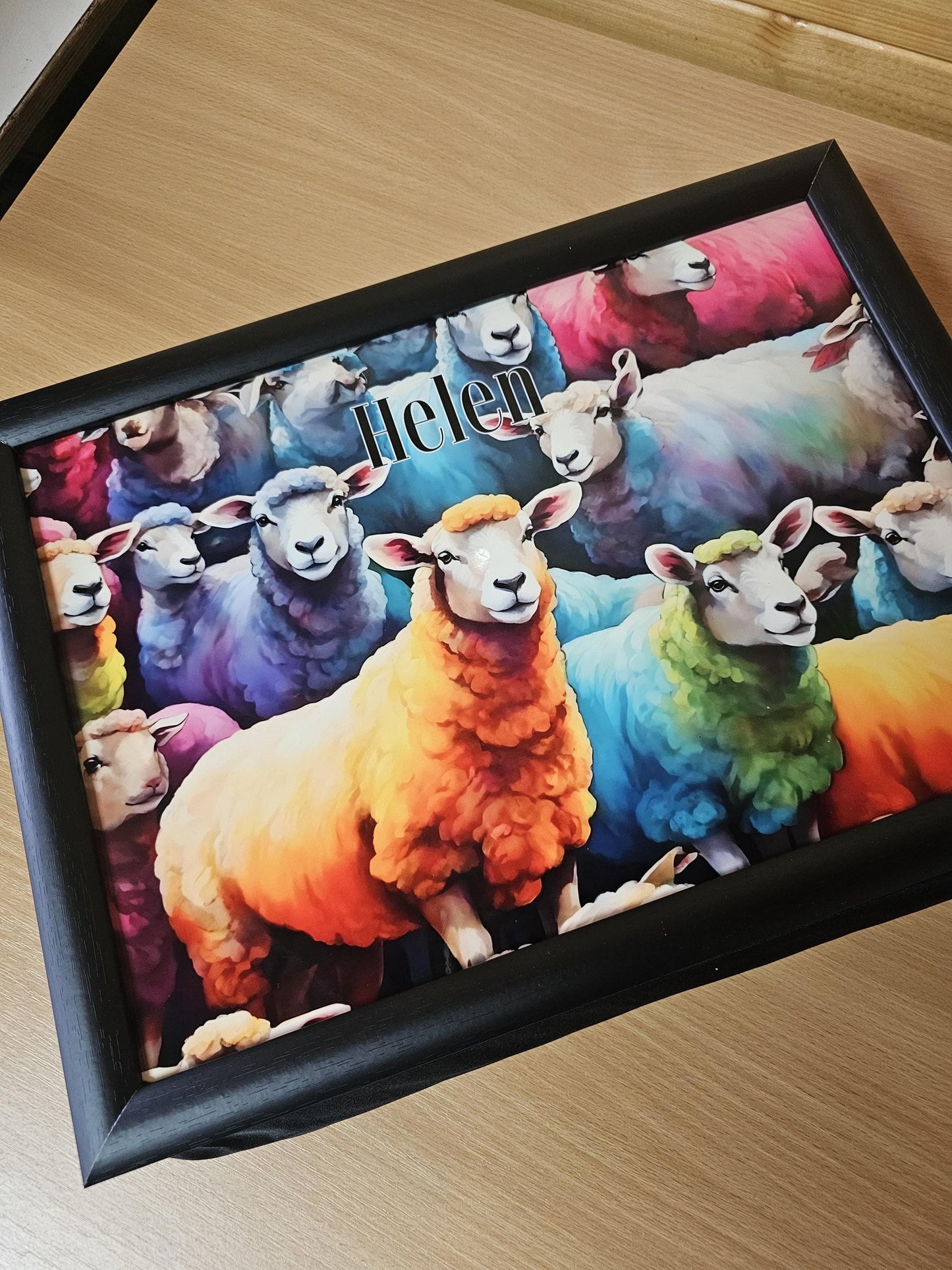 Sheep Lap Tray, Personalised Colourful Sheep Gifts, Colourful Sheep