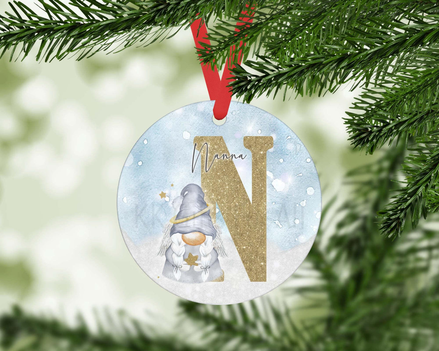 Personalized Memorial Christmas Ornament: Angel Gonk Gnome Decoration