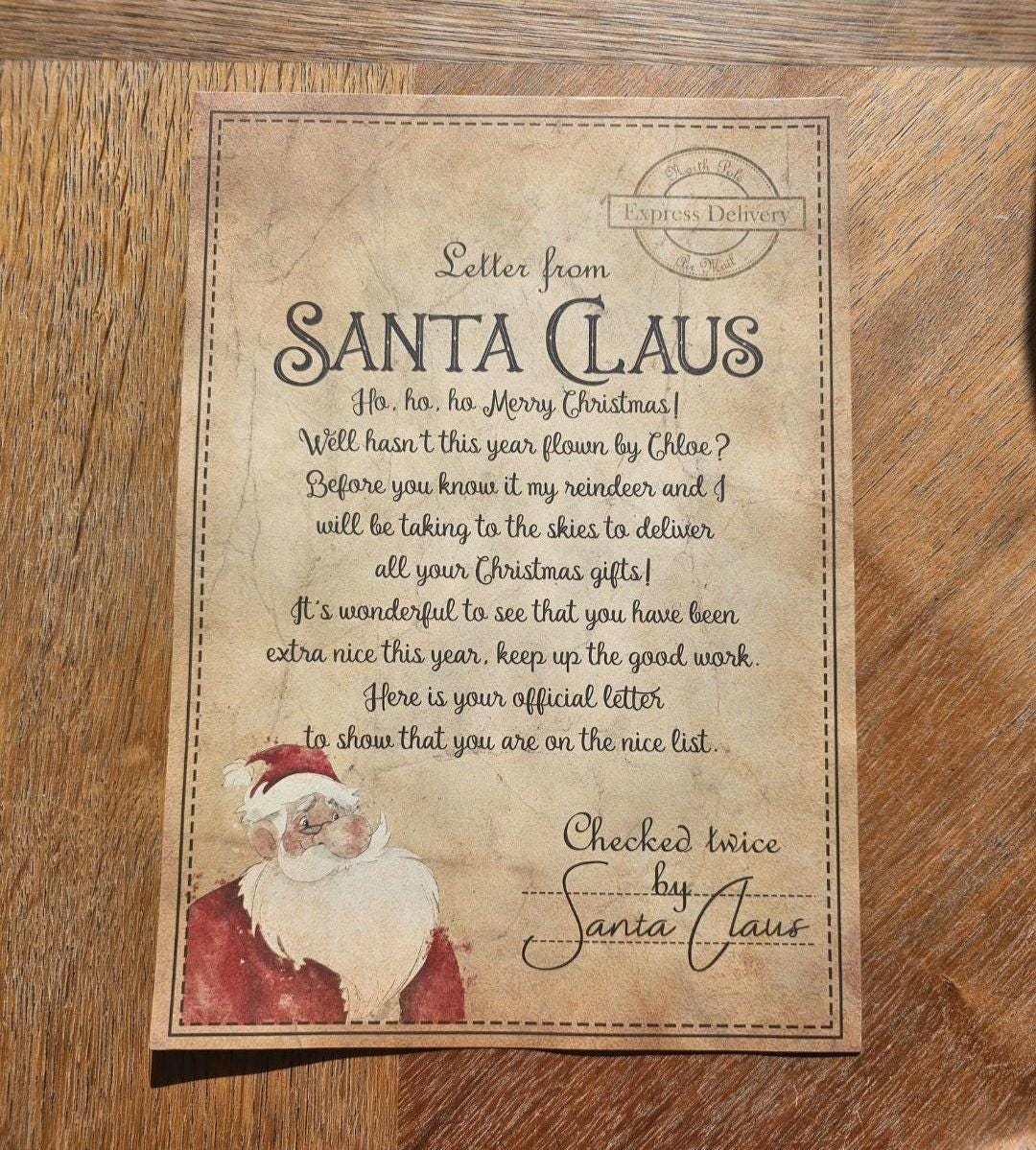 Personalised Santa Letter & Nice List Certificate: Vintage Style Christmas Keepsake
