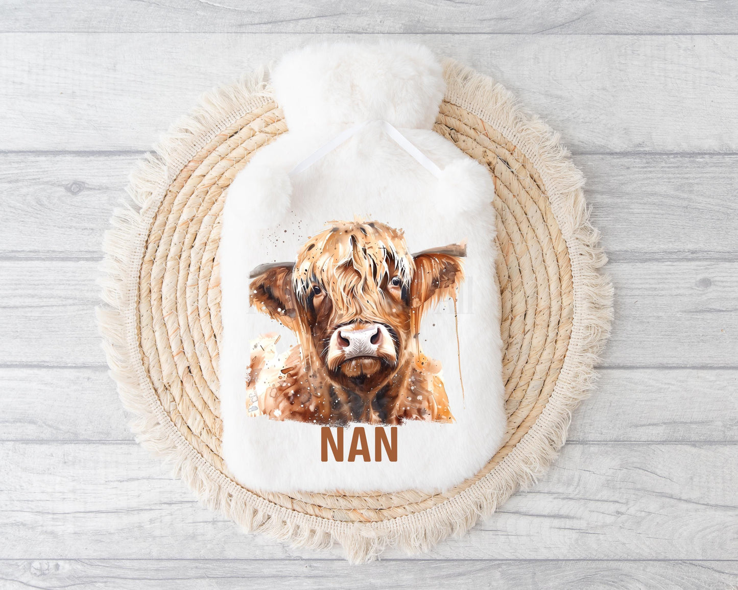 Personalised Hot Water Bottle, Highland Cow Gifts, Gift For Highland Cow Lovers