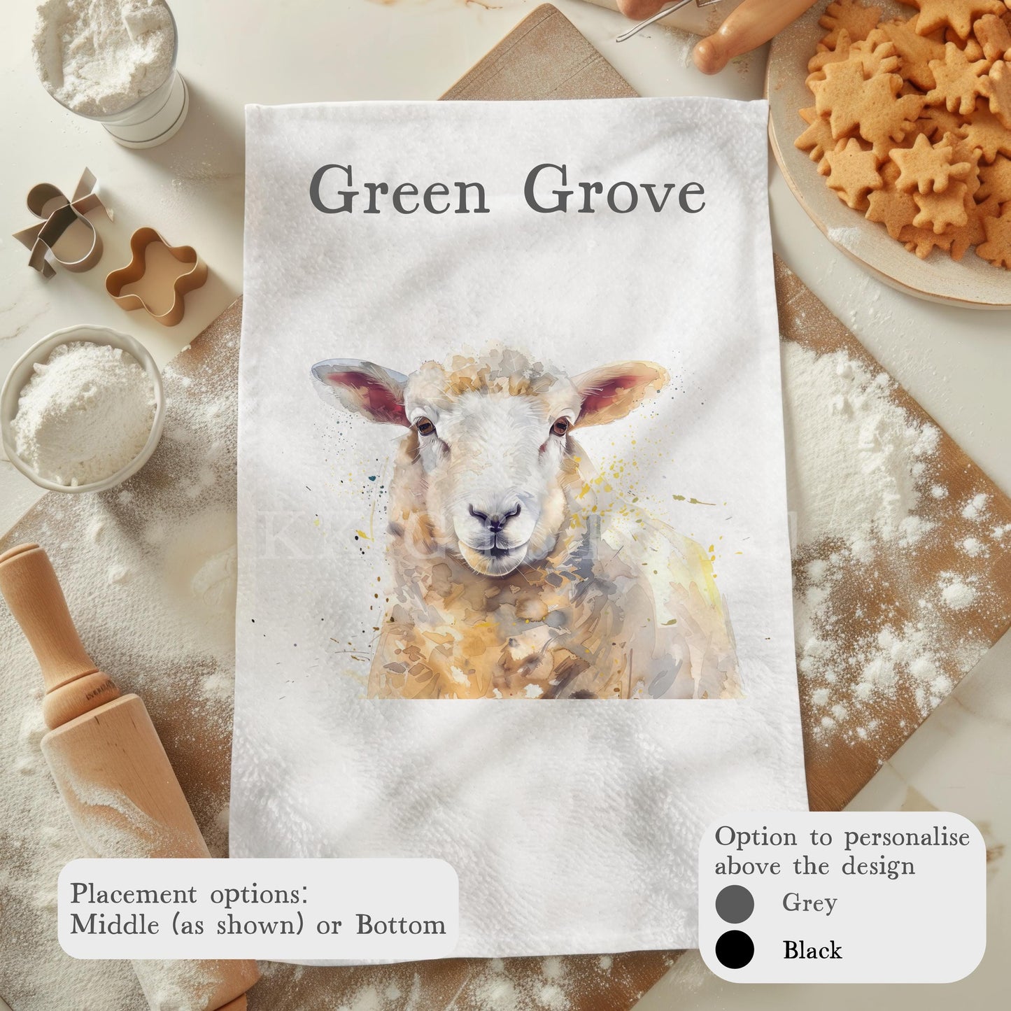 Sheep Tea Towel, Farmhouse Kitchen Towel