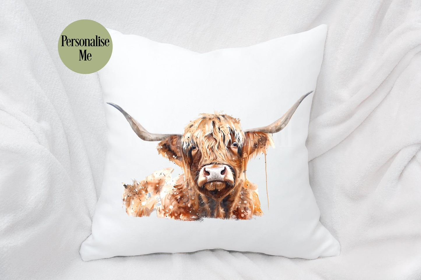 Brown Highland Cow Cushion Home Decor Pillow, Scottish Cattle Coo, Gift For Cattle Farmer