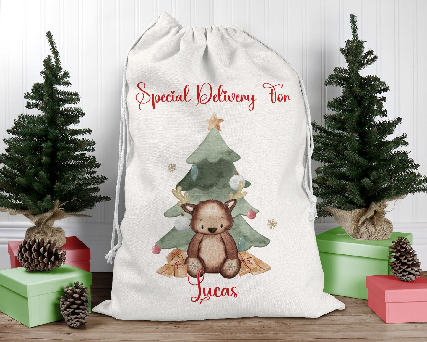 Personalised Father Christmas Santa Sack, Large Christmas Sack, Christmas Present Bag