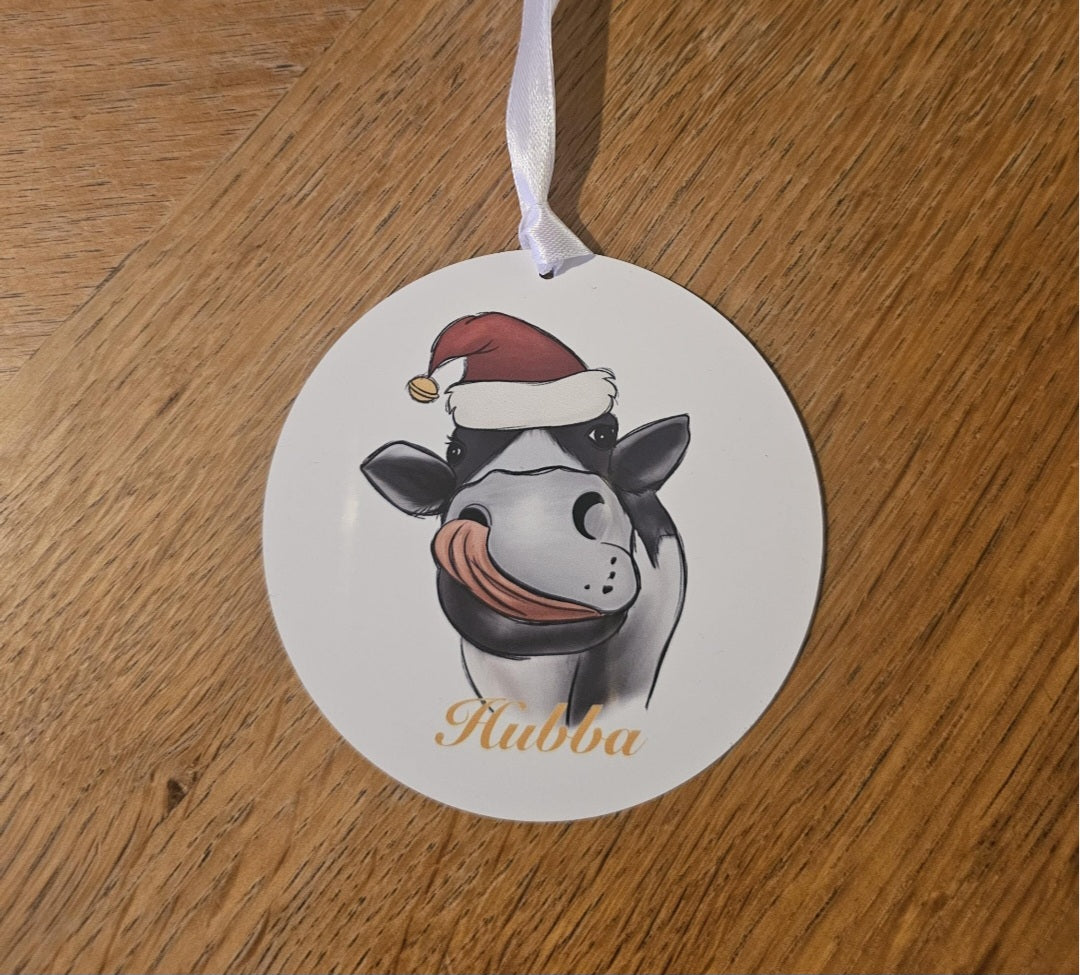 Personalised Christmas Tree Decoration, Christmas Hanging Ornament, Metal Tree Decoration, Cow Tree Decoration,Custom Cow Christmas Ornament