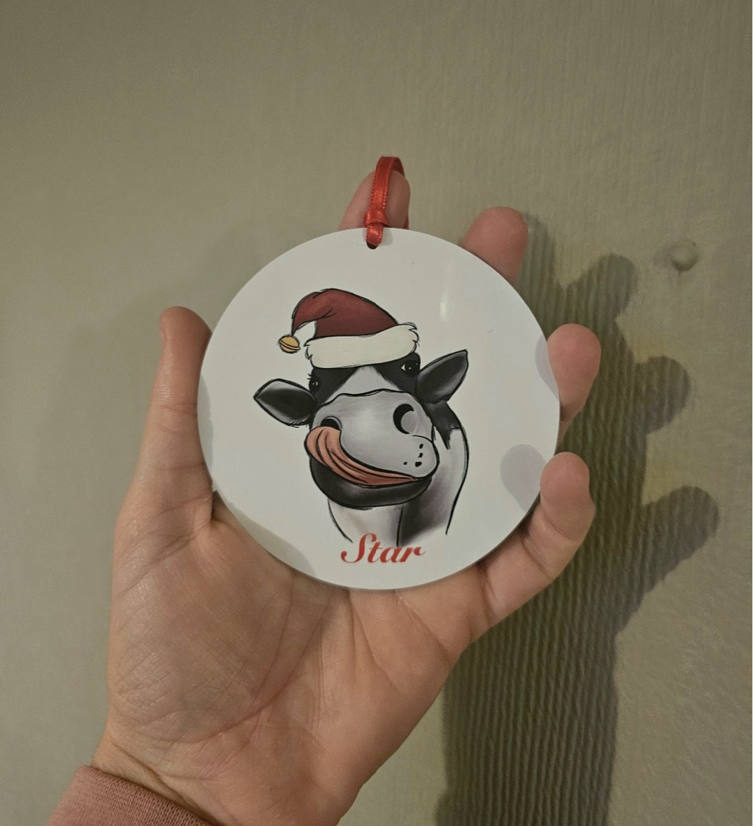 Personalised Christmas Tree Decoration, Christmas Hanging Ornament, Metal Tree Decoration, Cow Tree Decoration,Custom Cow Christmas Ornament