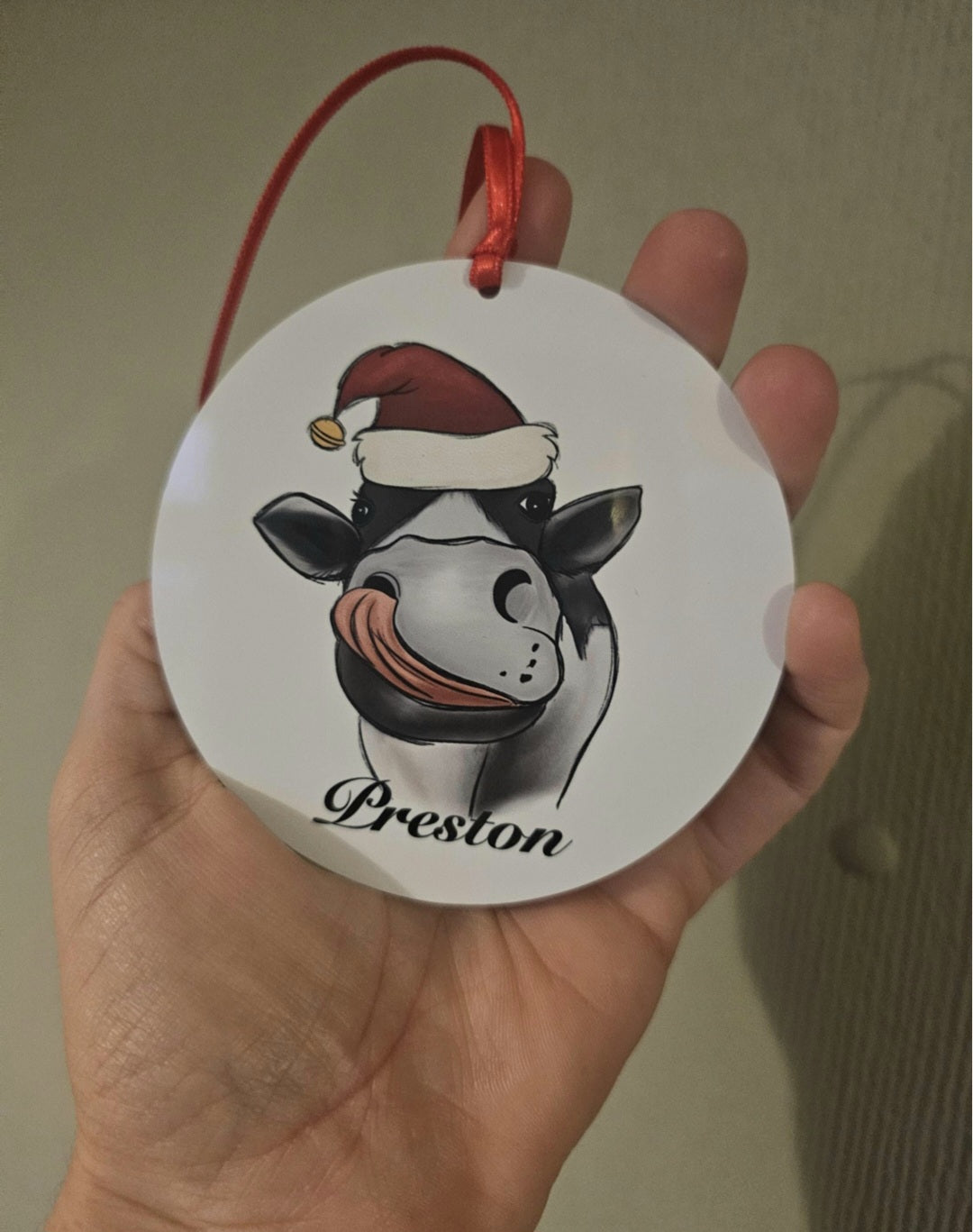 Personalised Christmas Tree Decoration, Christmas Hanging Ornament, Metal Tree Decoration, Cow Tree Decoration,Custom Cow Christmas Ornament